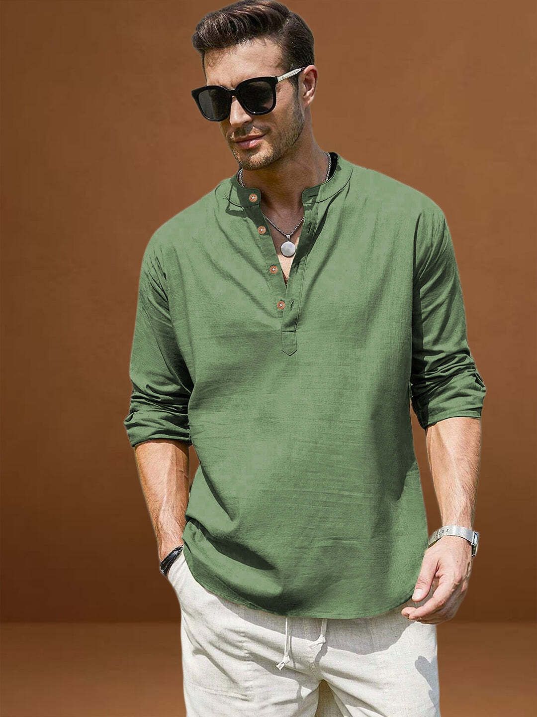 vida loca Solid Cotton Blend A-line Kurta for Men-picture-29
