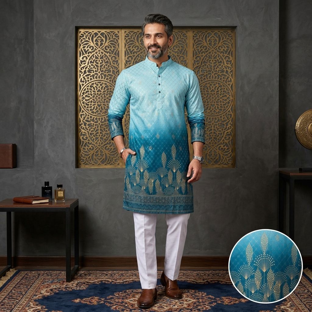 stylekurta Embroidered Jacquard Straight Kurta for Men-picture-23