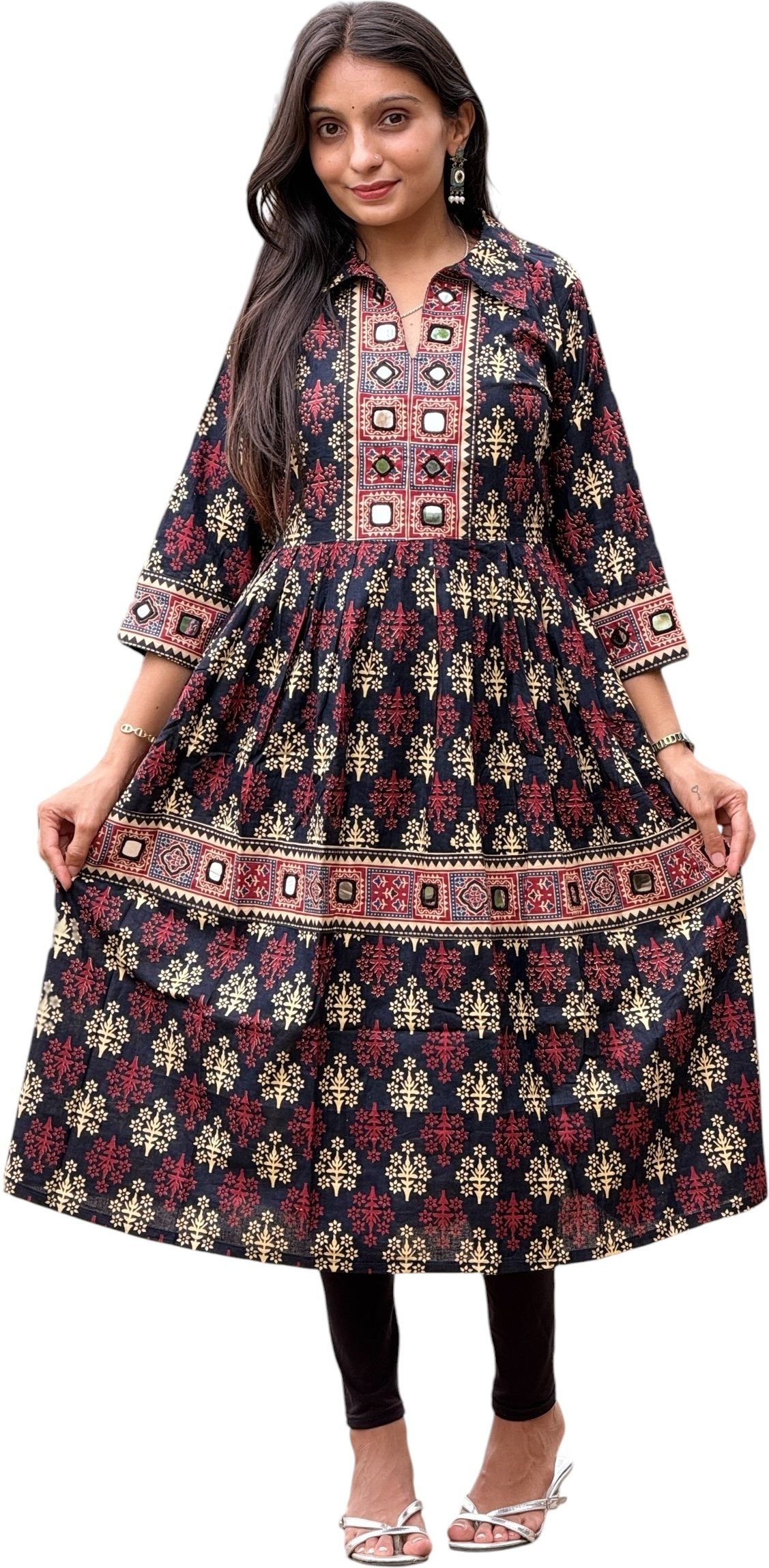 tavan Printed, Paisley, Embroidered Cotton Rayon Anarkali Kurta for Women-picture-15