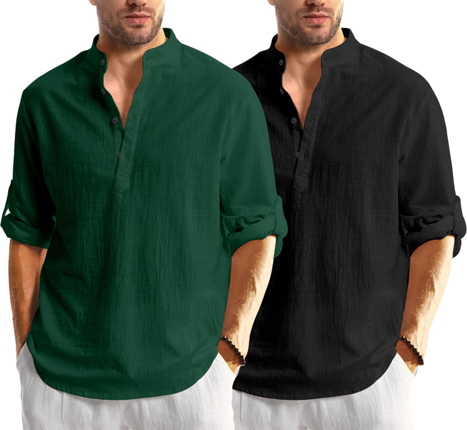 zartha Pack of 2 Men Solid Cotton Blend Straight Kurta-picture-12