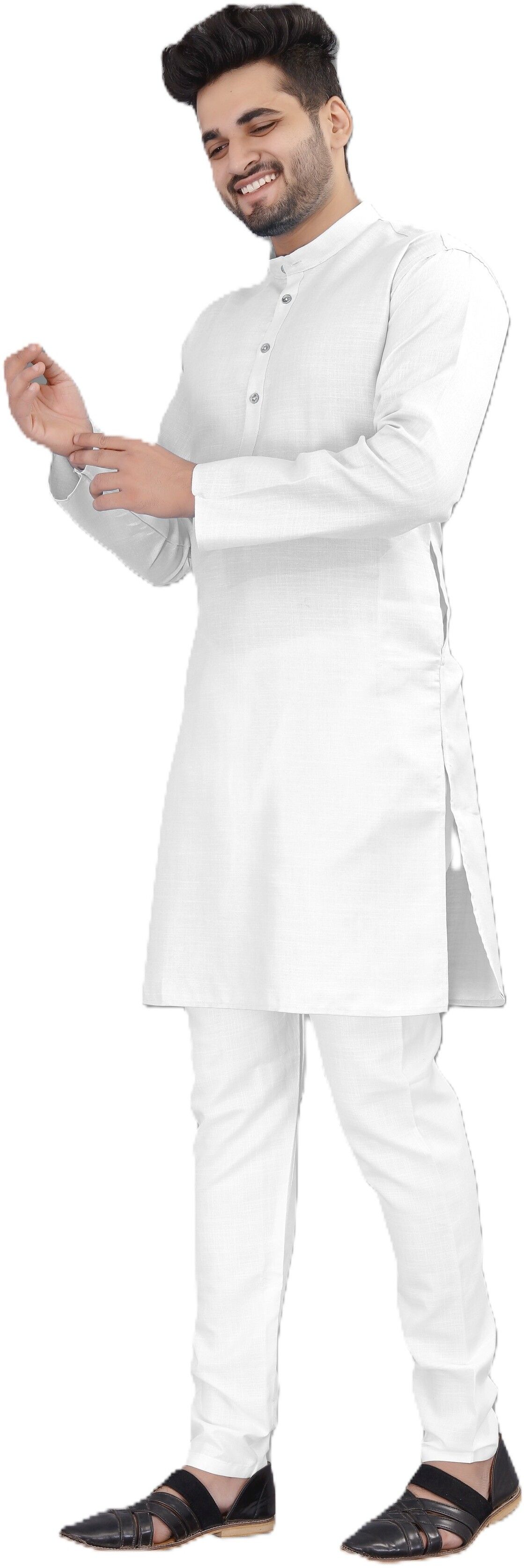 wearbird Solid Cotton Blend Straight Kurta for Men-picture-16