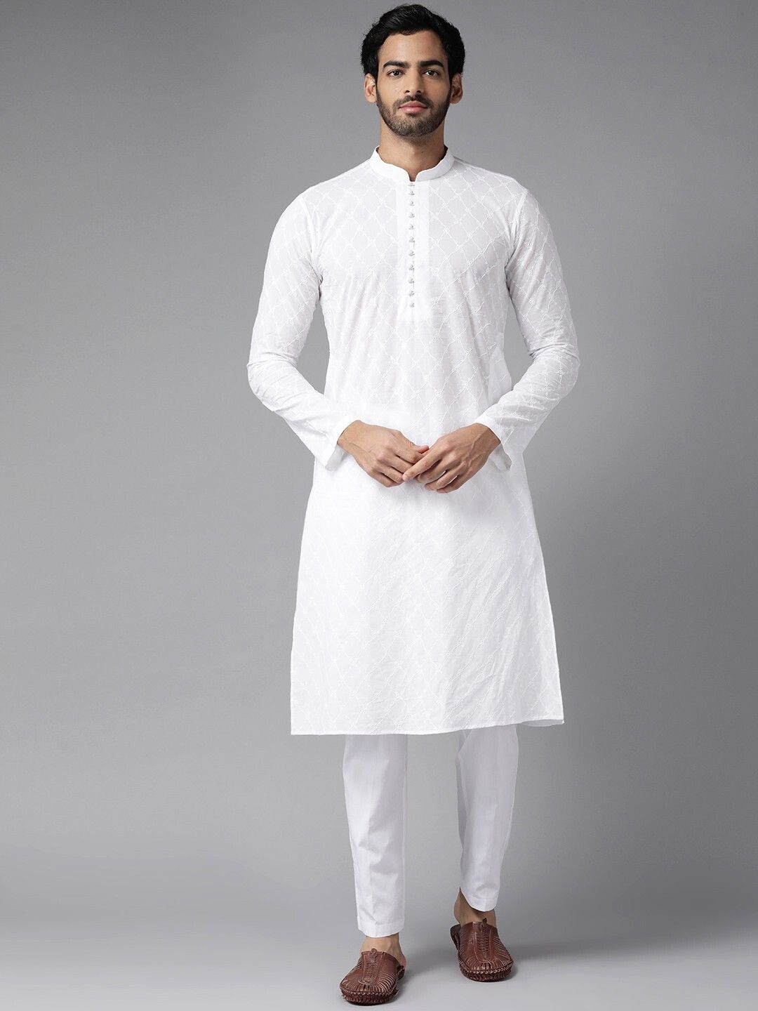 see designs Men Embroidered Pure Cotton Straight Kurta-picture-21