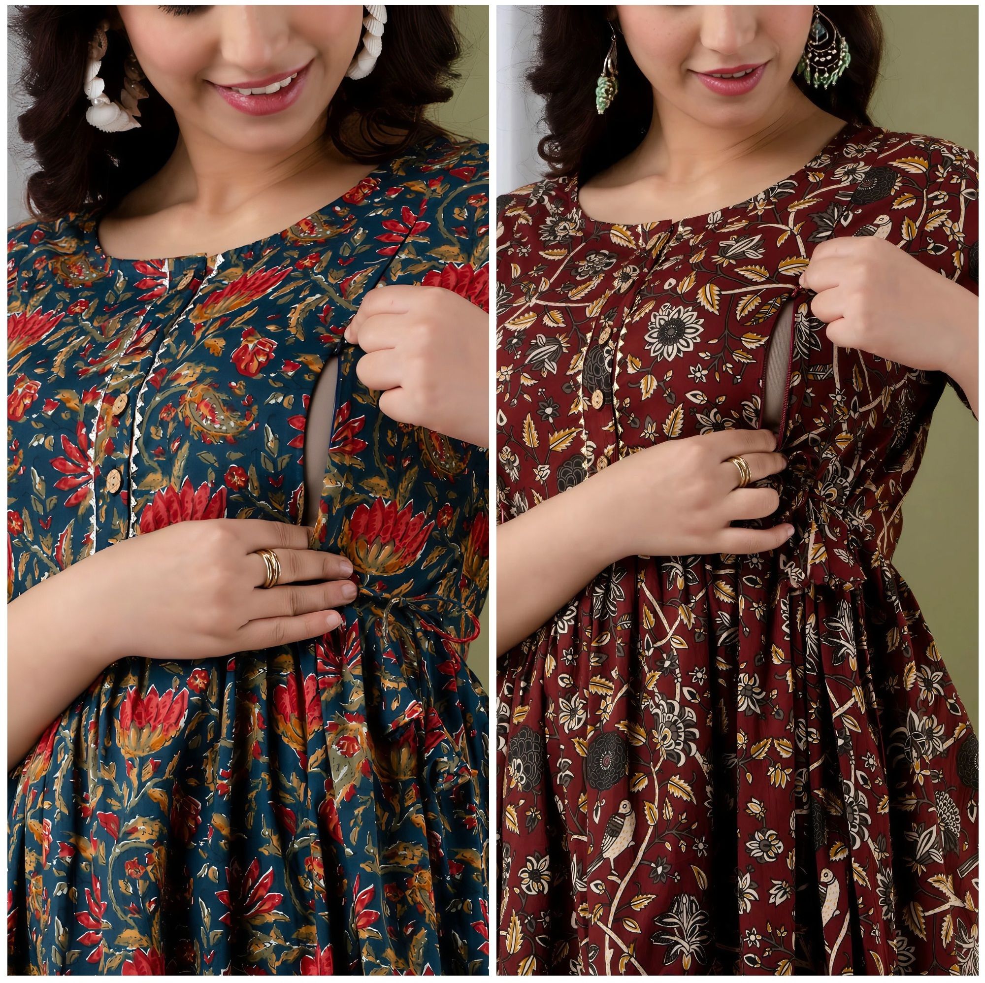 Pack of 2 Floral Print, Printed Pure Cotton Anarkali Kurta for Women-image-8