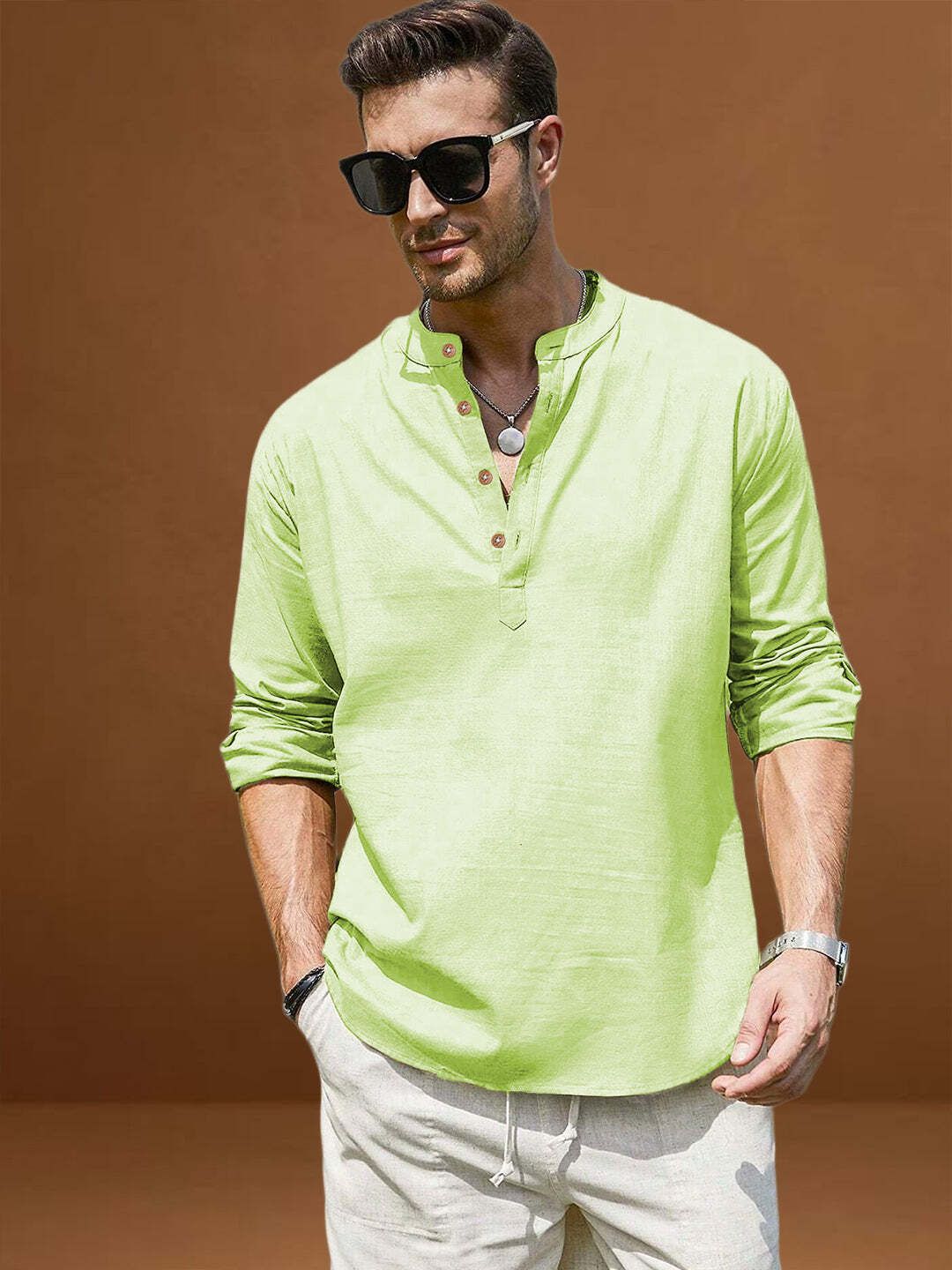 vida loca Solid Cotton Blend A-line Kurta for Men-picture-38