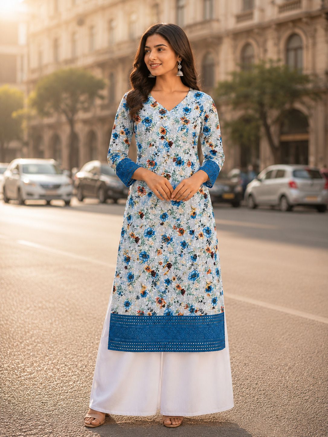 nishtha infinity Floral Print, Woven Design Pure Cotton Straight Kurta for Women-picture-10