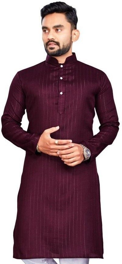 quinlan Men Striped Cotton Blend Straight Kurta-picture-30