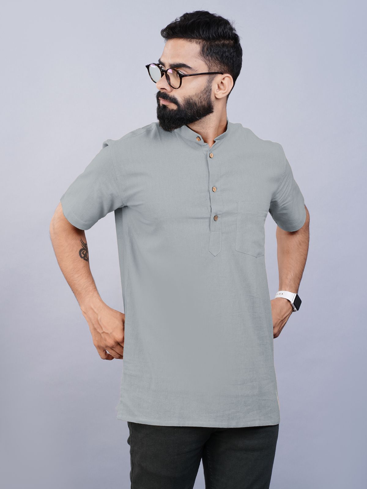 quaclo Men Solid Pure Cotton Straight Kurta-picture-18