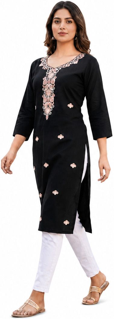 Embroidered Viscose Rayon Straight Kurta for Women-image-35