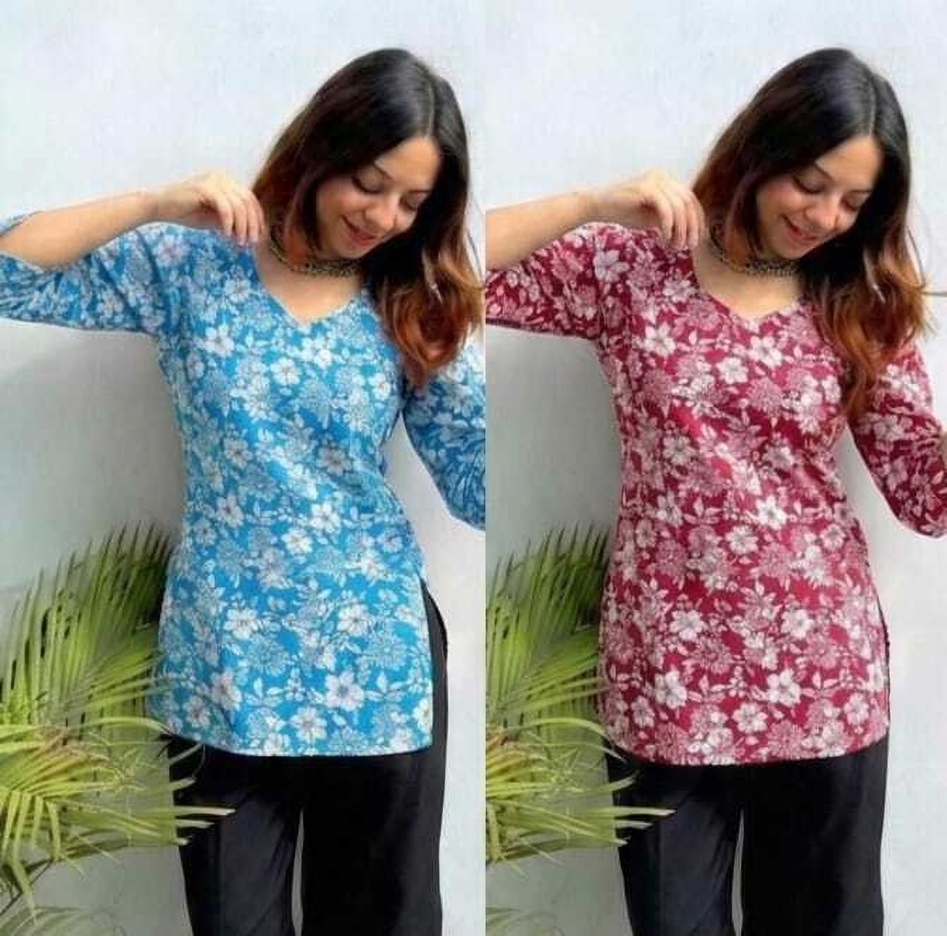 mamtahub Floral Print Cotton Blend Straight Kurta for Women-picture-22