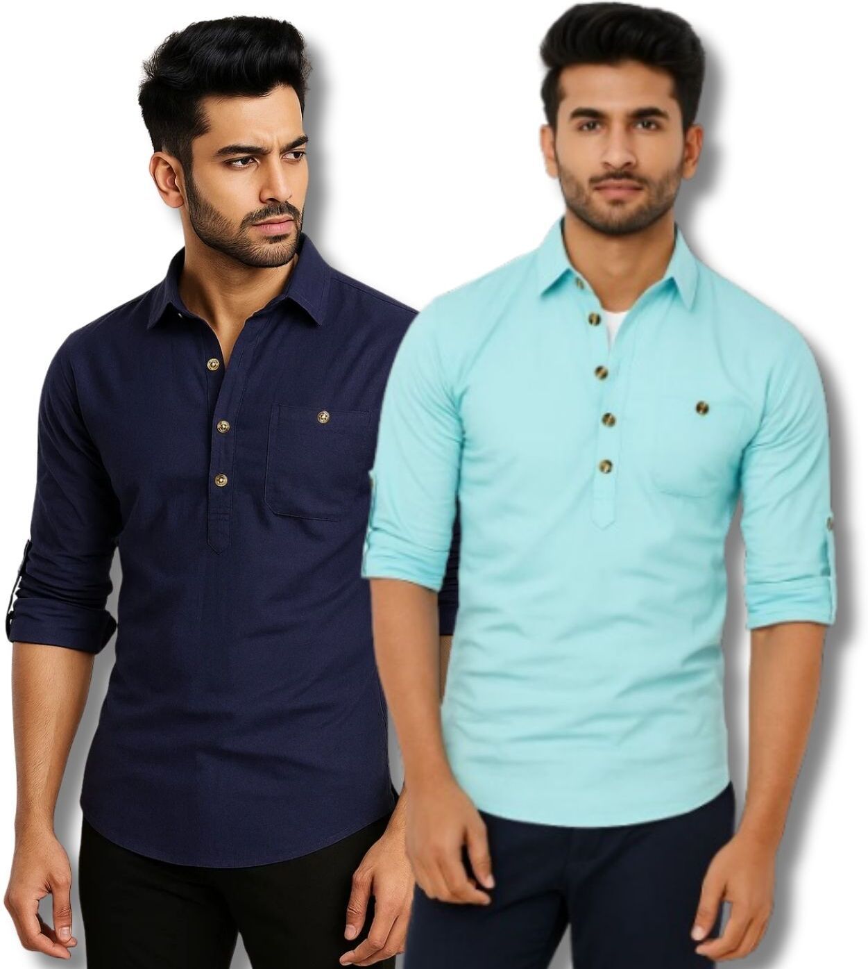 denim cly Solid Pure Cotton Straight Kurta for Men-picture-30