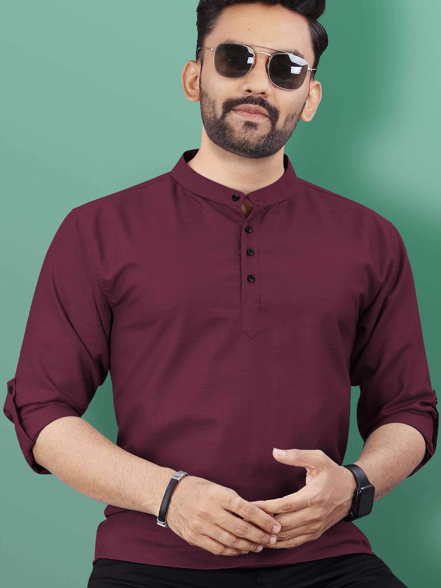vebnor Men Solid Cotton Blend Straight Kurta-picture-26