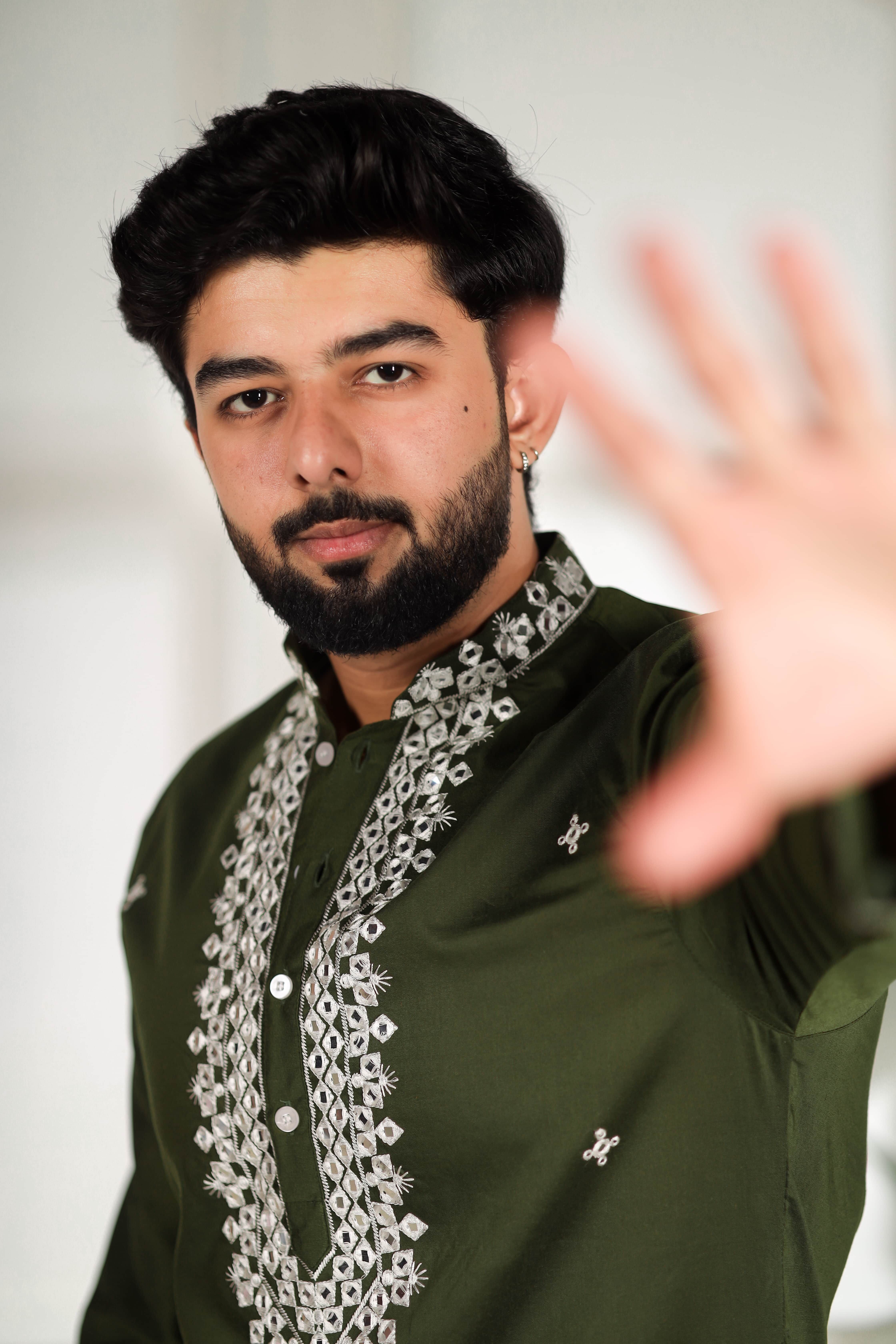 koshin Men Embroidered Cotton Blend Straight Kurta-picture-22