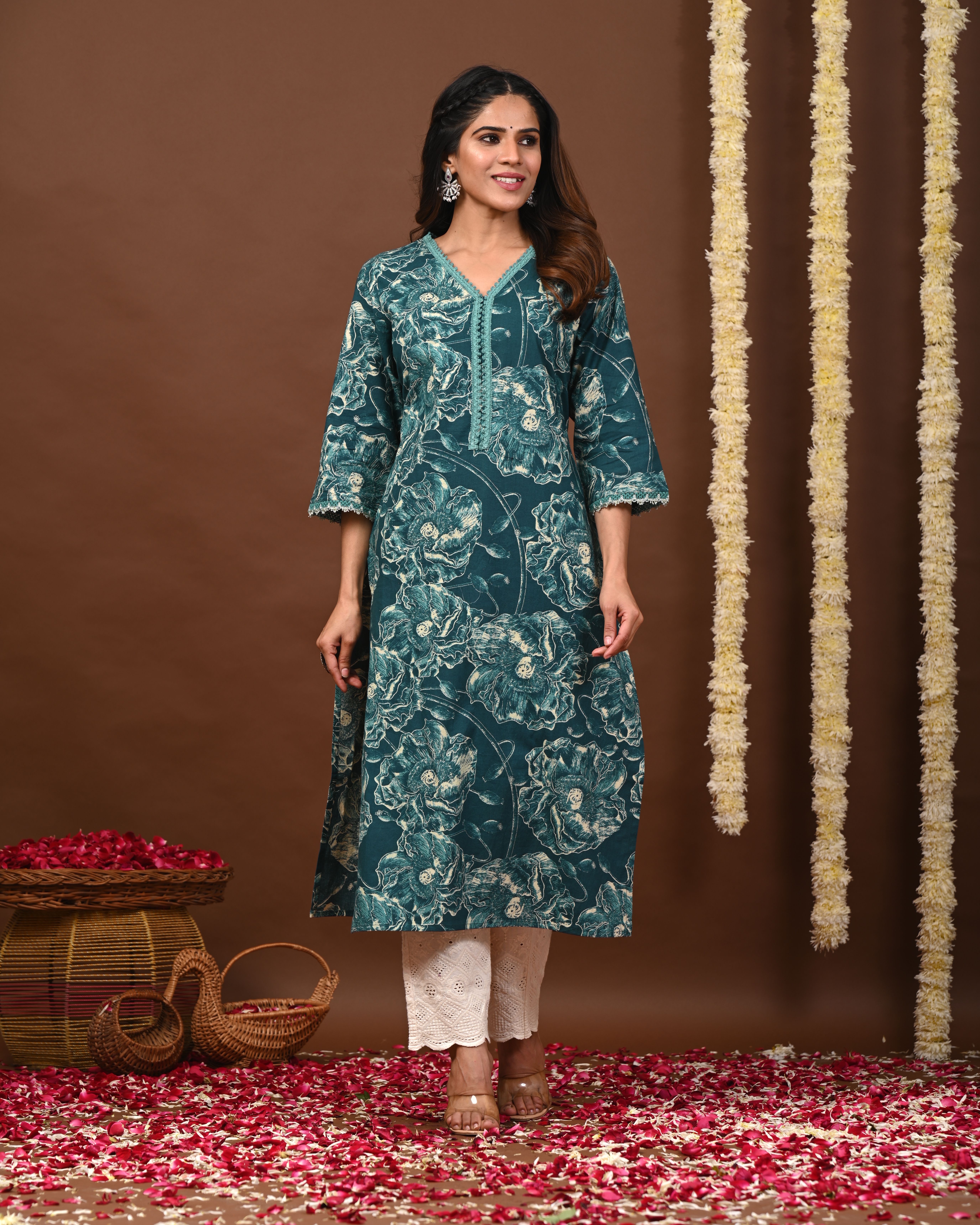 rimeline fashion Women Printed Pure Cotton A-line Kurta-picture-12