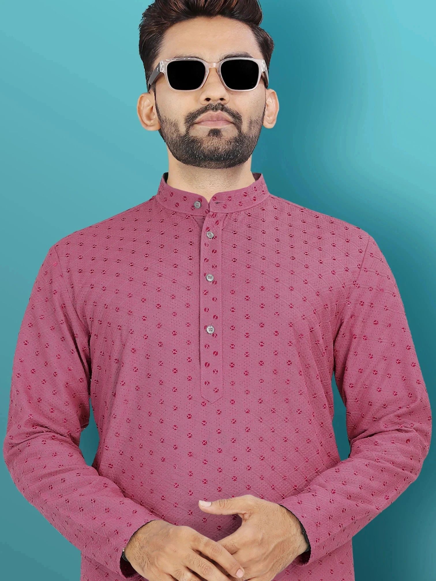 Men Self Design Jacquard Straight Kurta-image-32