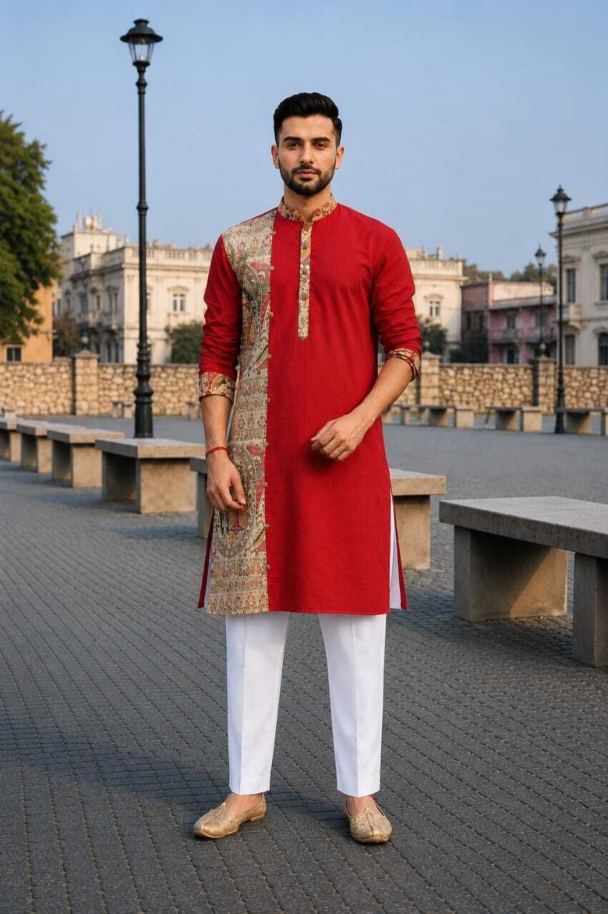 rainbow cloths Printed Pure Cotton Straight Kurta for Men-picture-23
