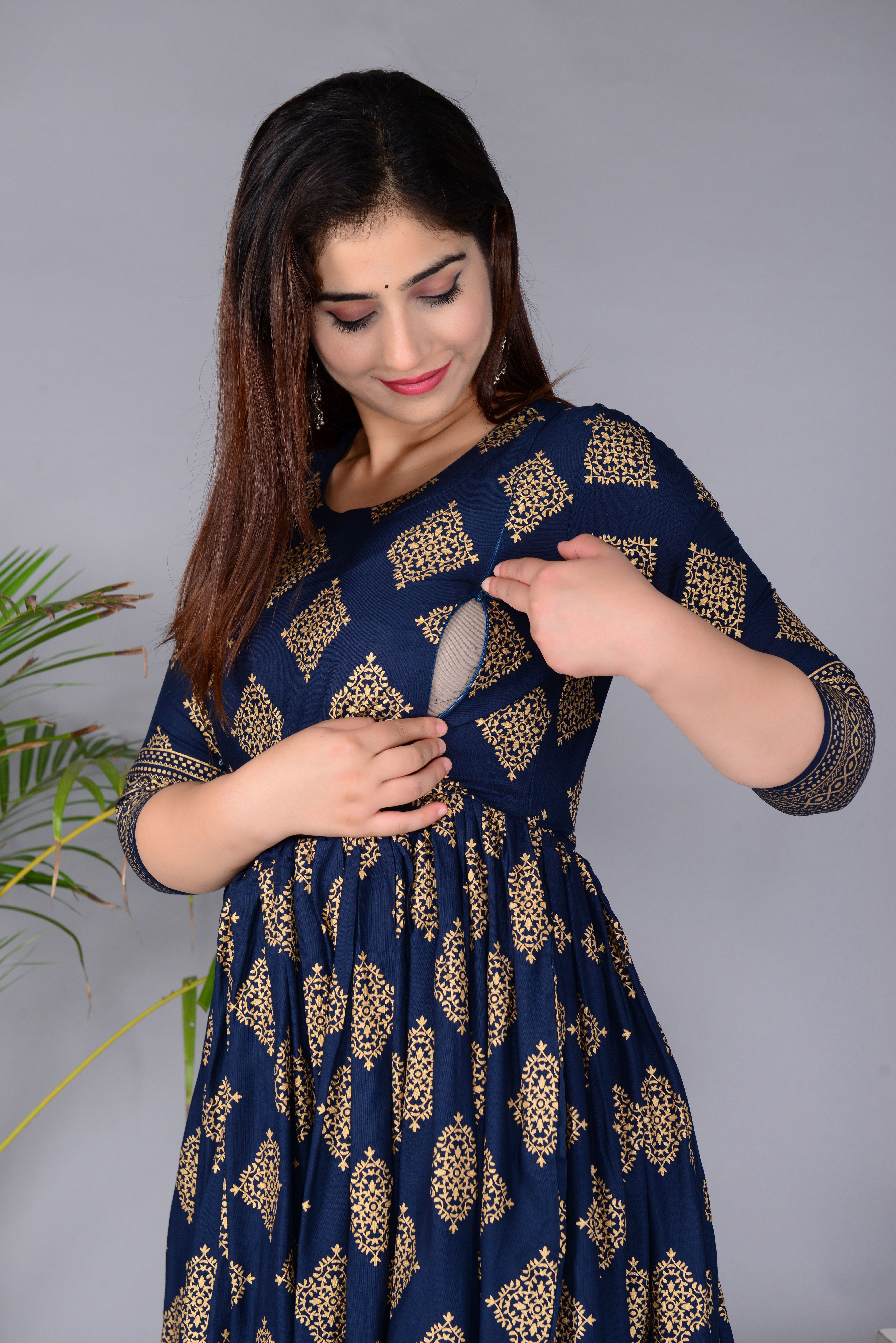 Women Ethnic Dress Brown Ankle Length Dress