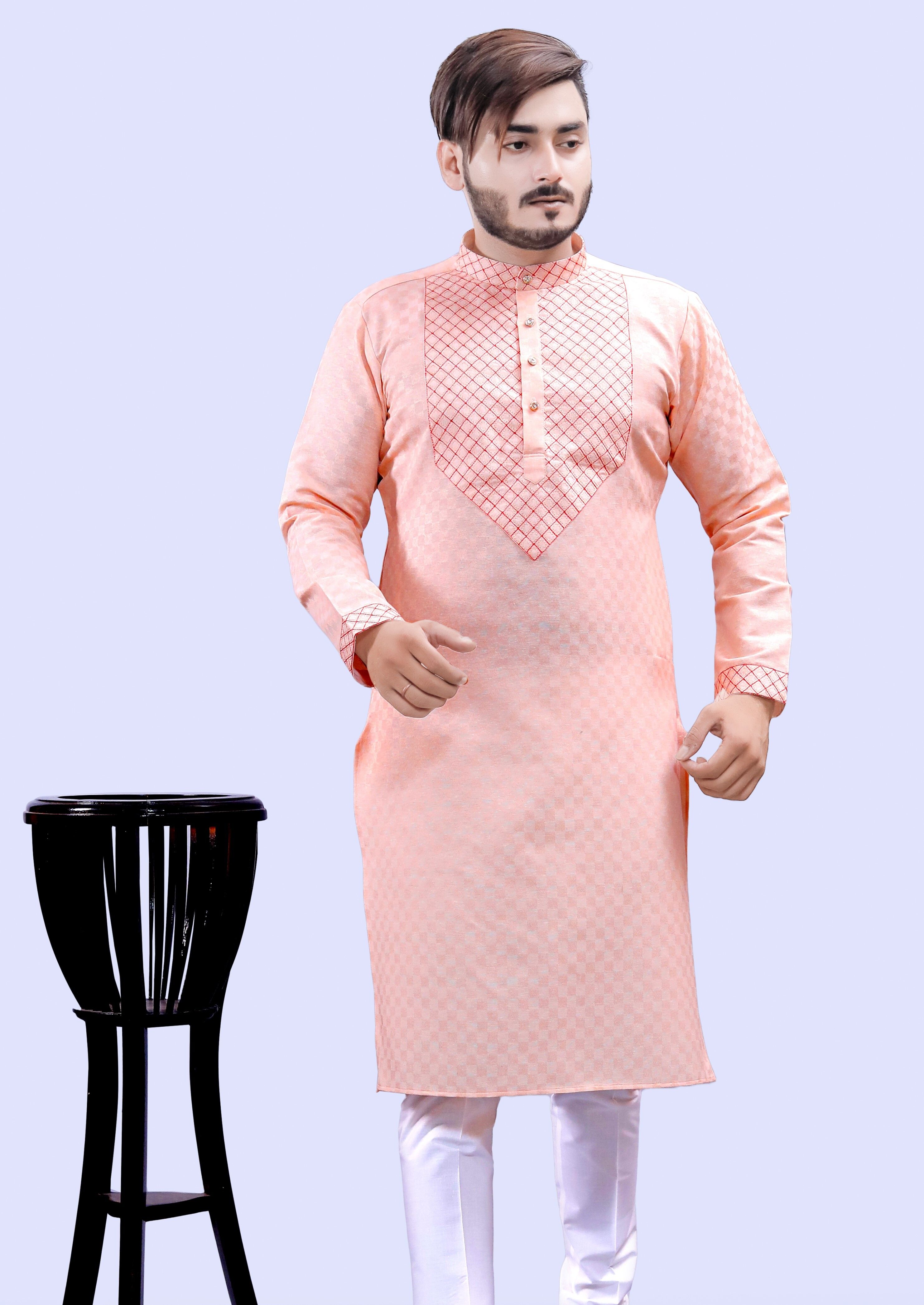 tibra collection Men Embroidered Cotton Blend Straight Kurta-picture-22