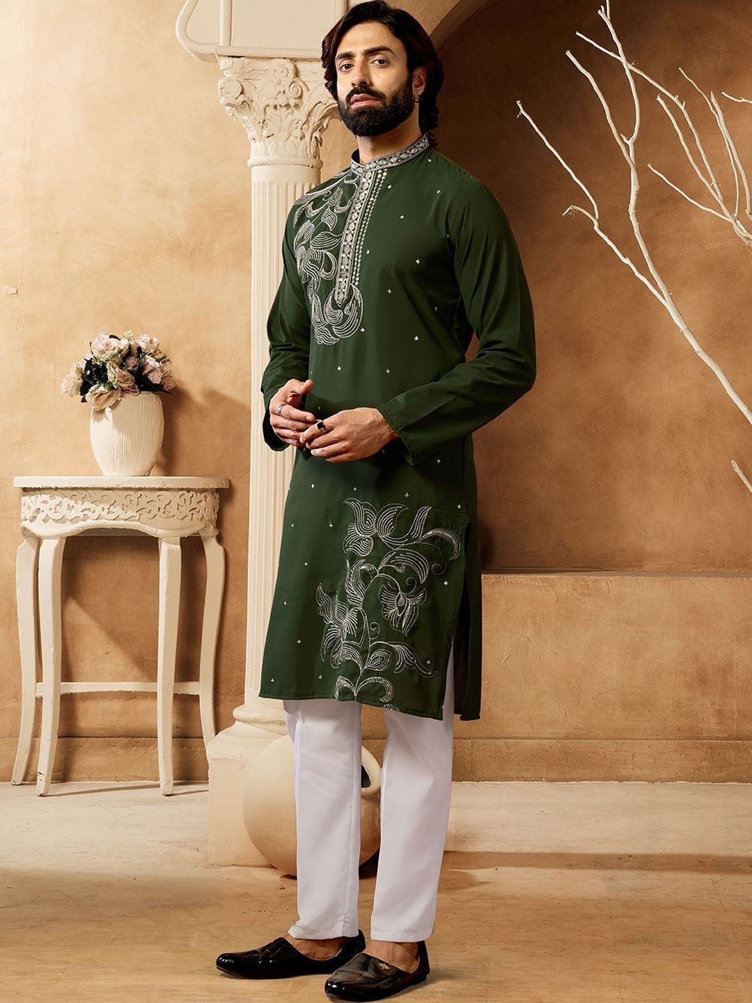 Men Cotton Blend Kurta Set-image-49