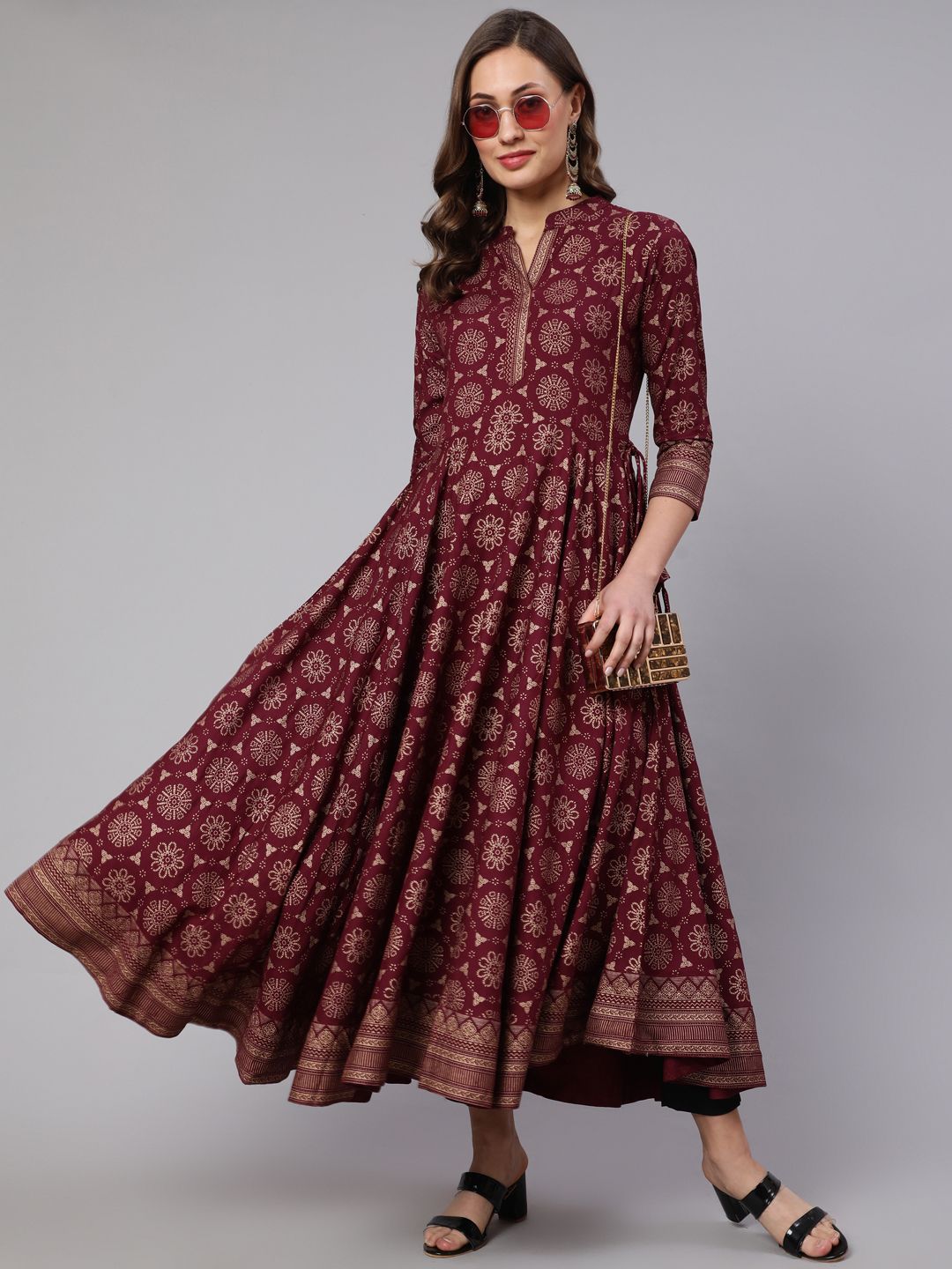 Printed Viscose Rayon Stitched Flared/A-line Gown-image-40