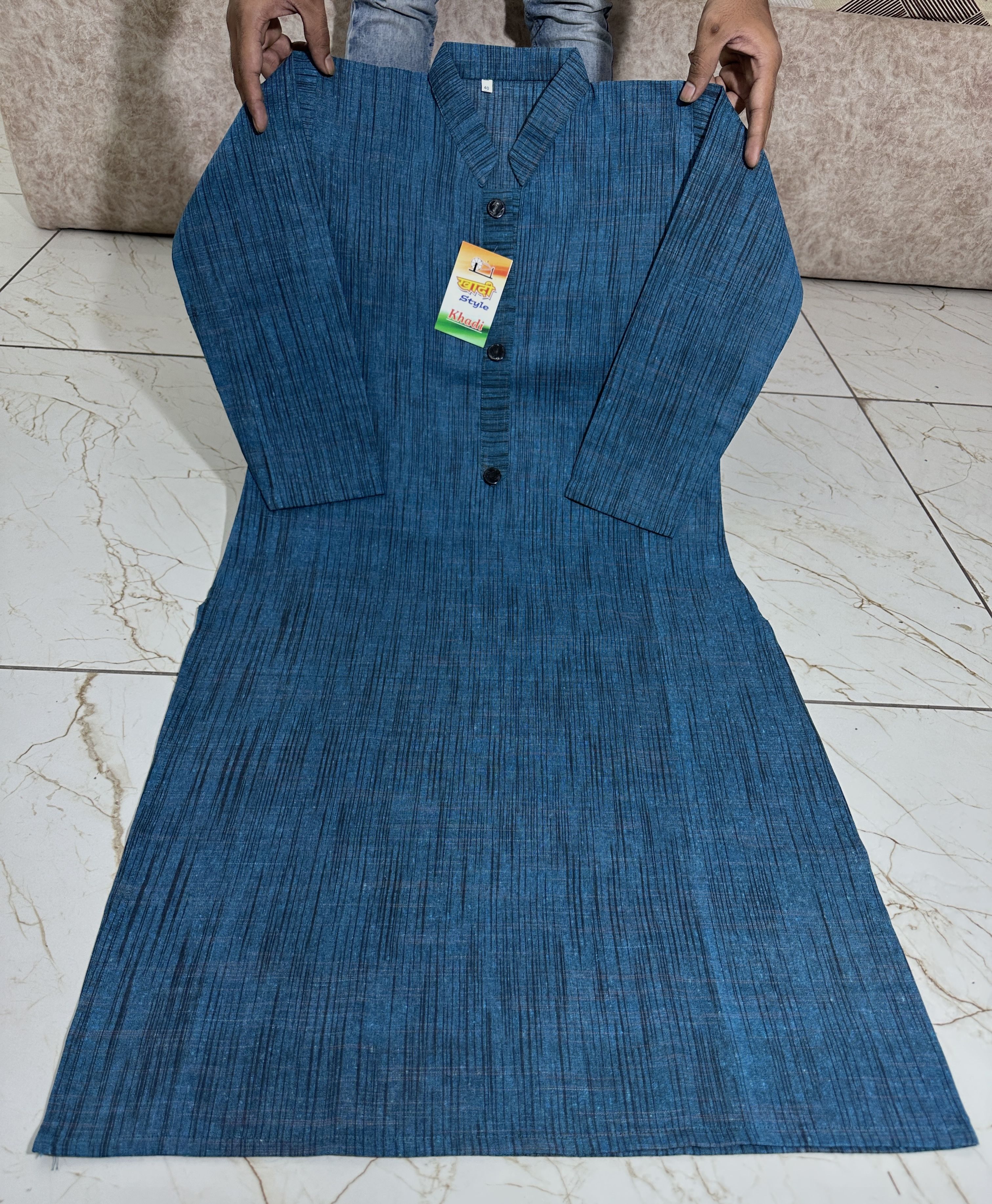 Women Self Design Khadi Cotton Straight Kurta-image-25