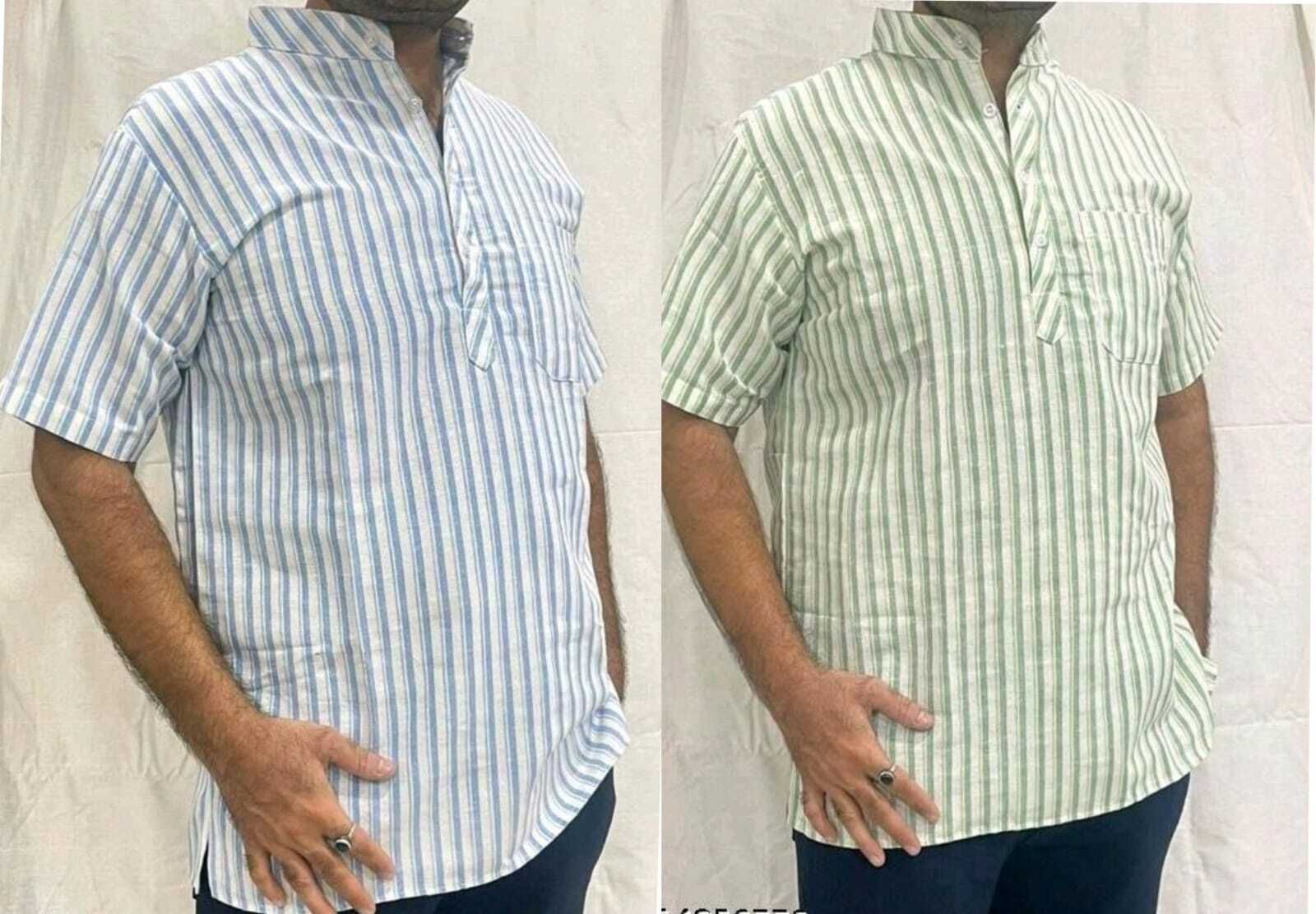 great ind fashion Pack of 2 Men Striped Khadi Cotton A-line Kurta-picture-15