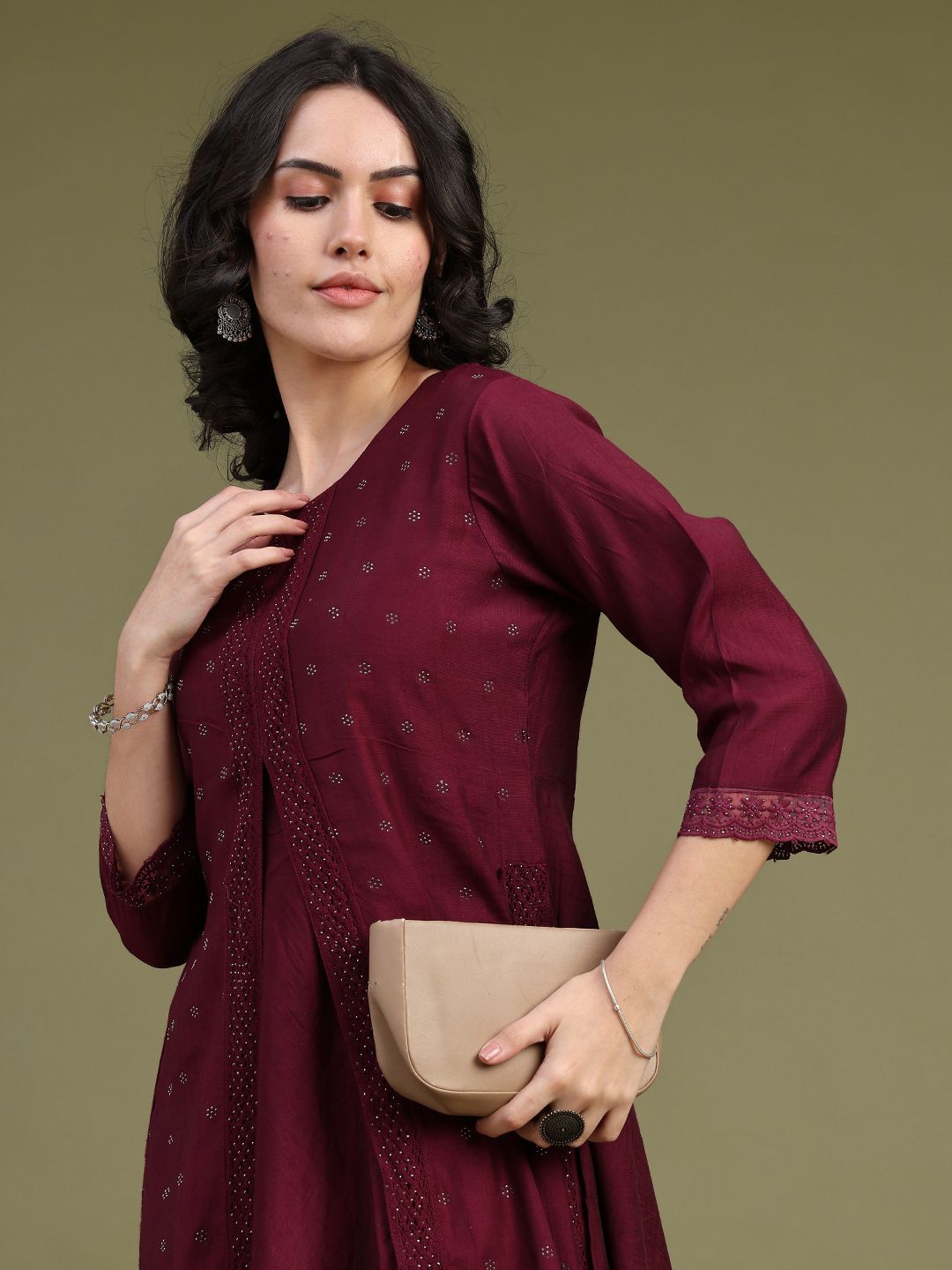 v-mart Solid Cotton Blend A-line Kurta for Women-picture-38