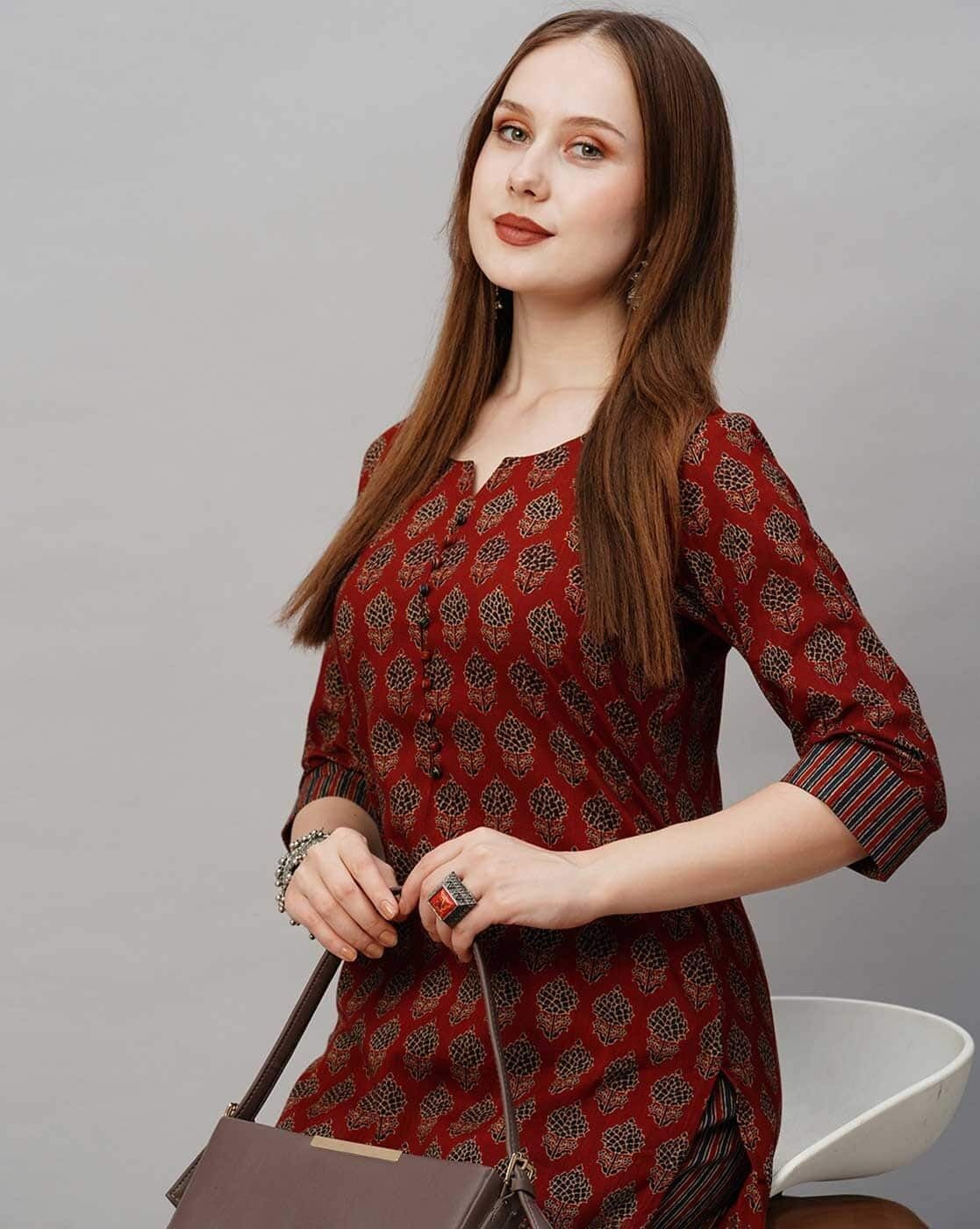 Women Printed Viscose Rayon Straight Kurta
