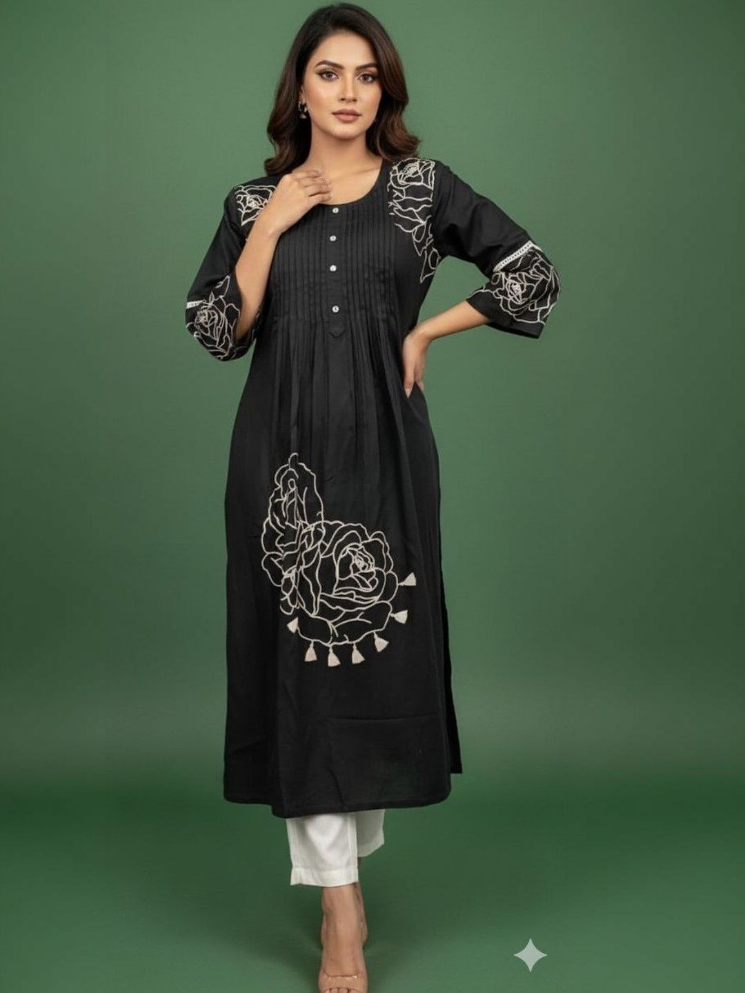 Printed Viscose Rayon A-line Kurta for Women-image-45