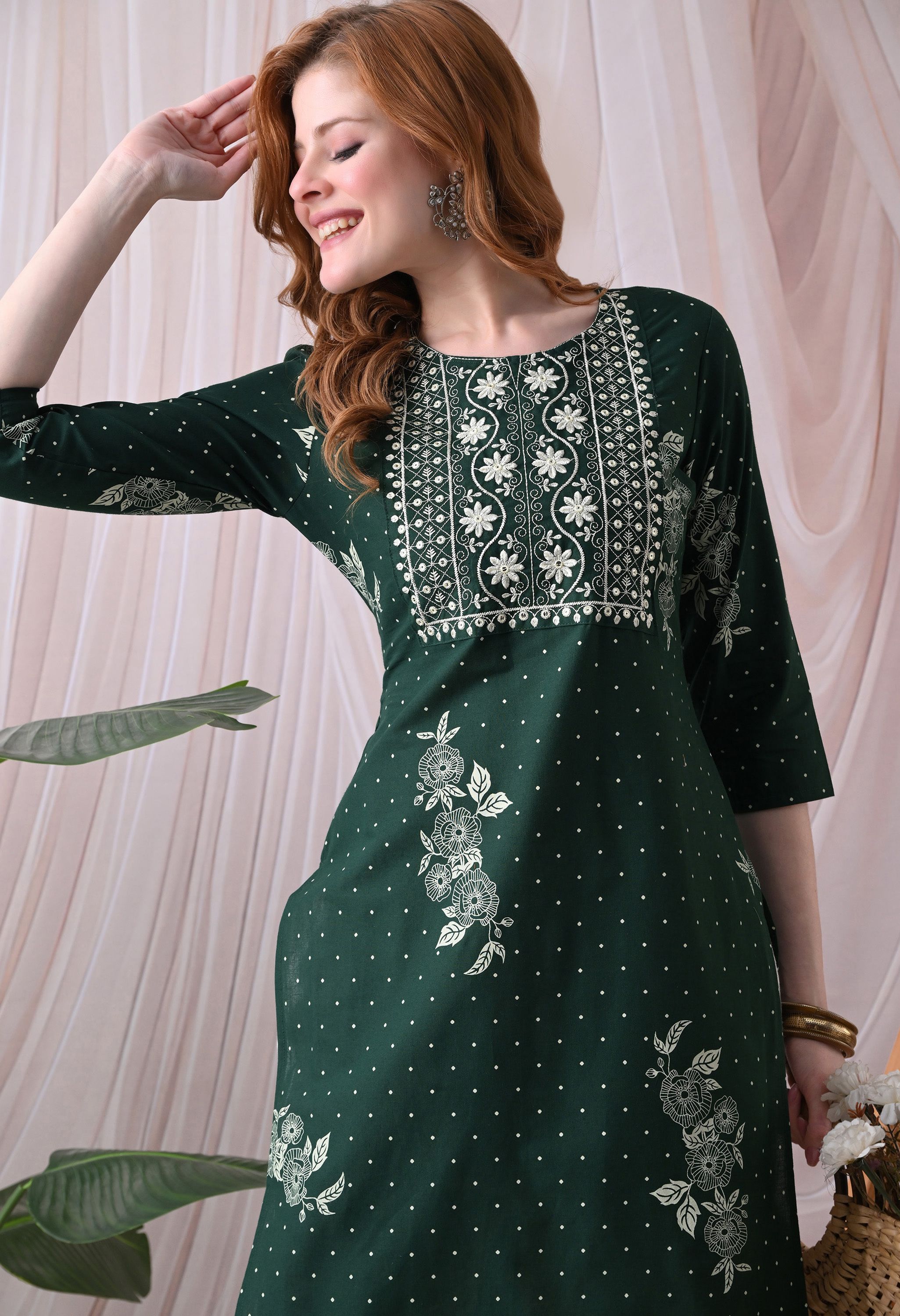 Embroidered Pure Cotton Straight Kurta for Women-image-15