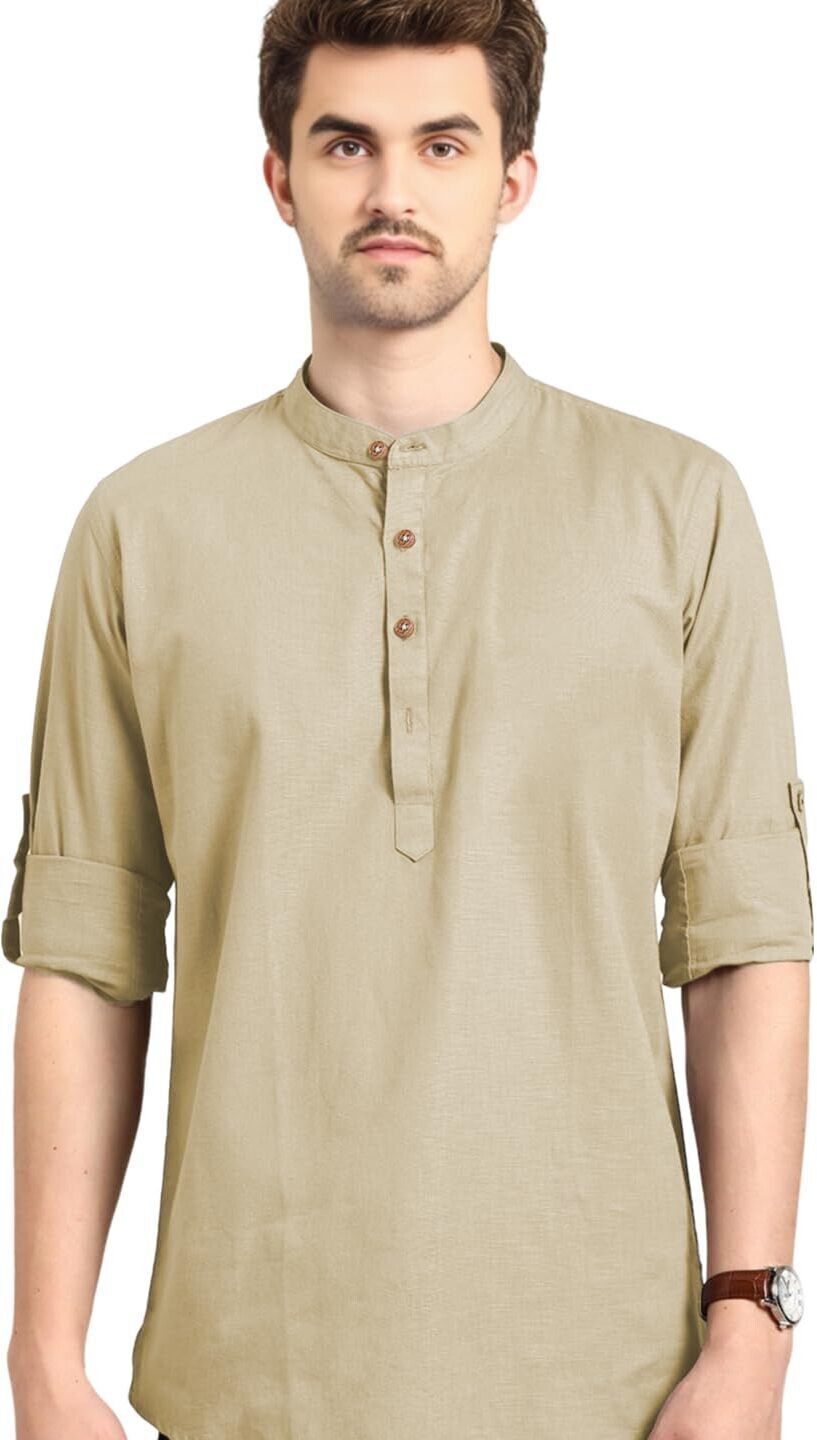 Solid Pure Cotton Straight Kurta for Men-image-26