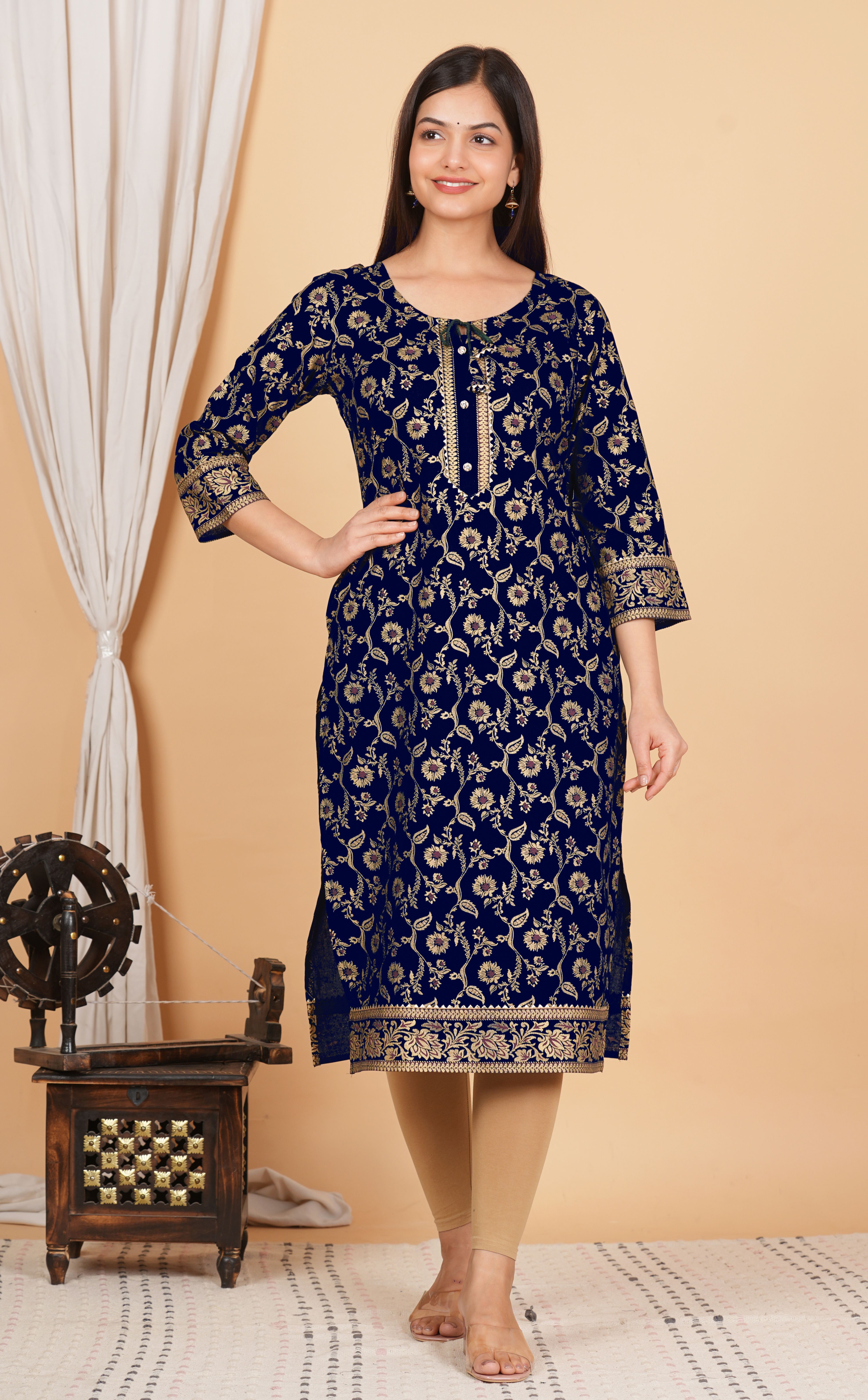 Women Printed Viscose Rayon Straight Kurta-image-40