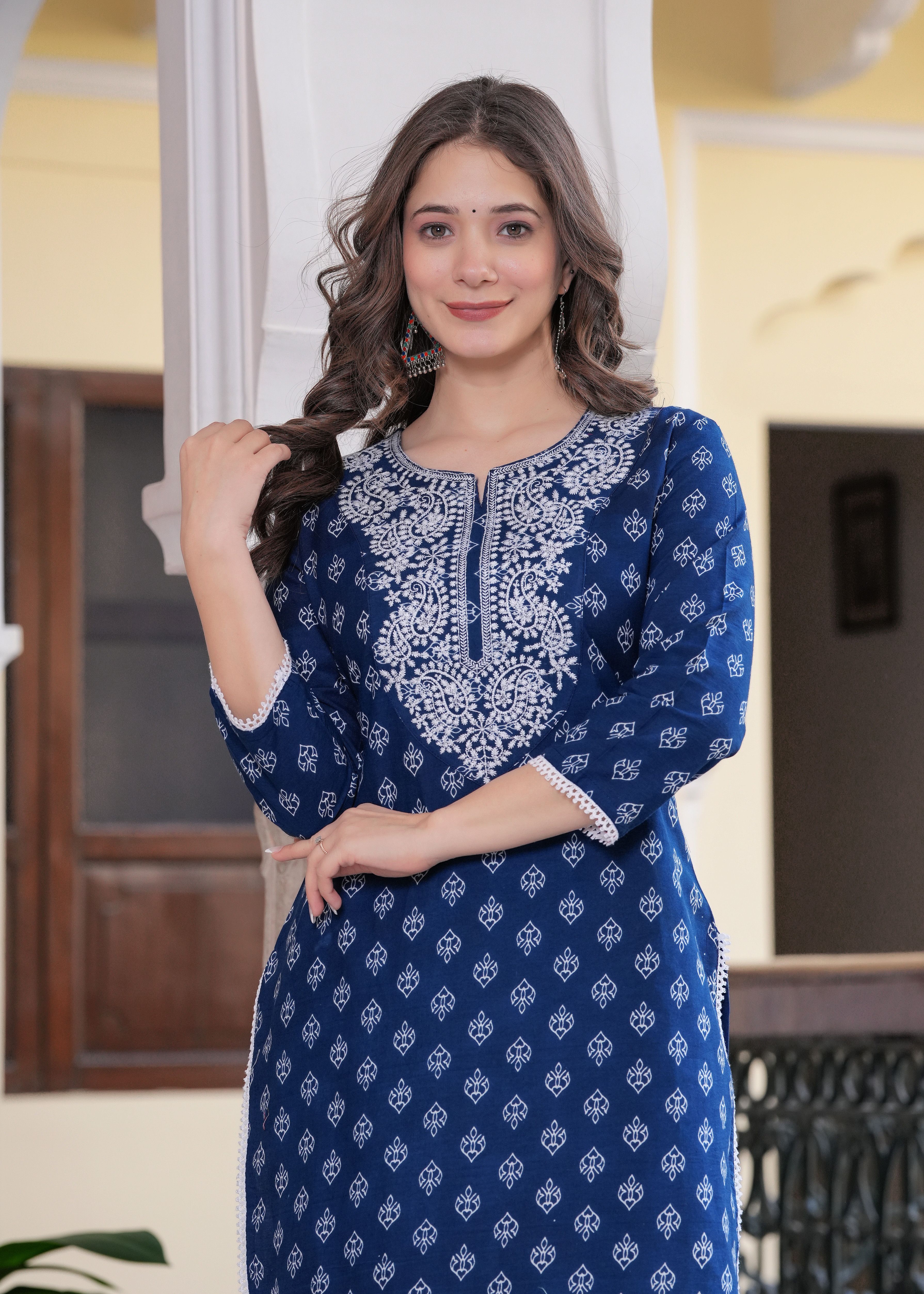 Women Embroidered Pure Cotton Straight Kurta-image-44