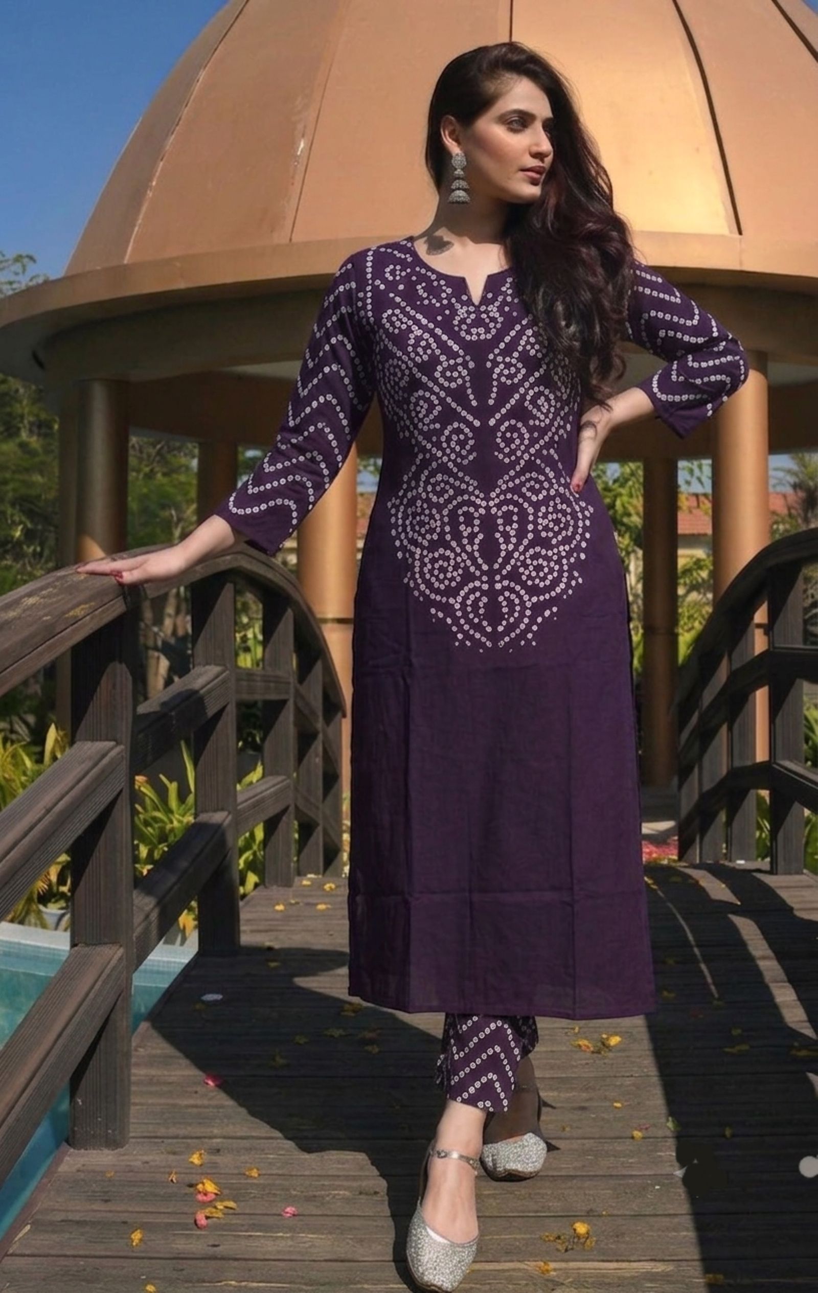 surhi Bandhani Pure Cotton Straight Kurta for Women-picture-3