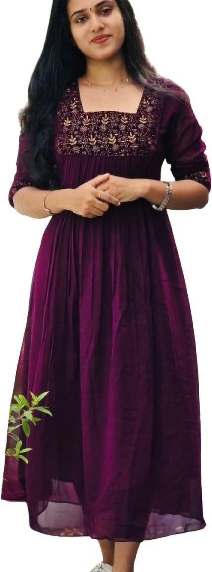 Women Embroidered Georgette Anarkali Kurta
