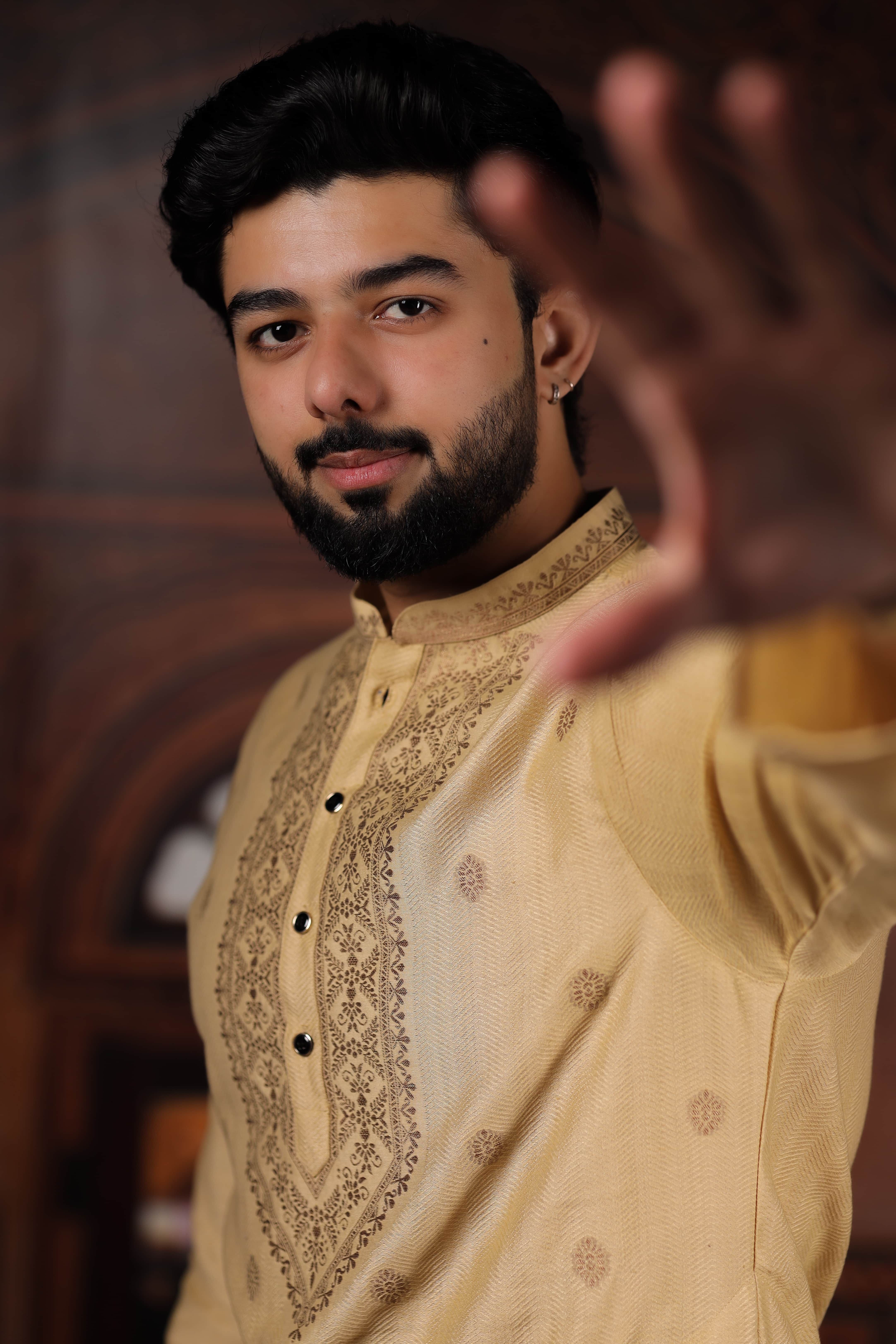Men Jacquard Kurta Pyjama Set-image-18