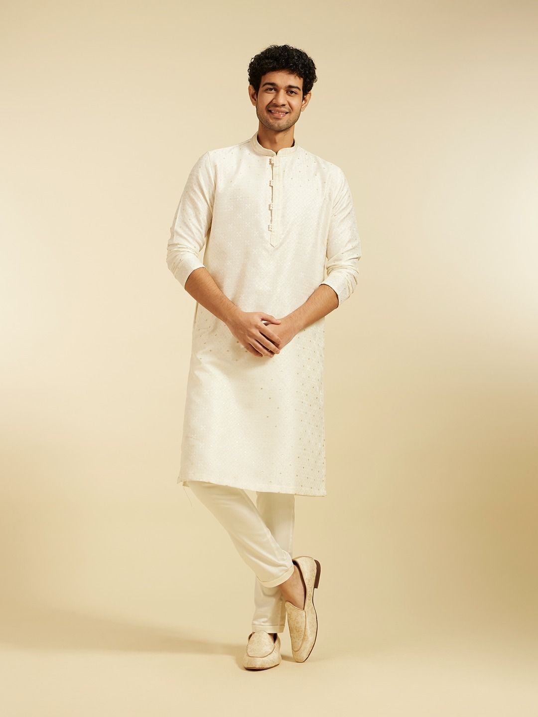 Men Self Design Art Silk Straight Kurta-image-13