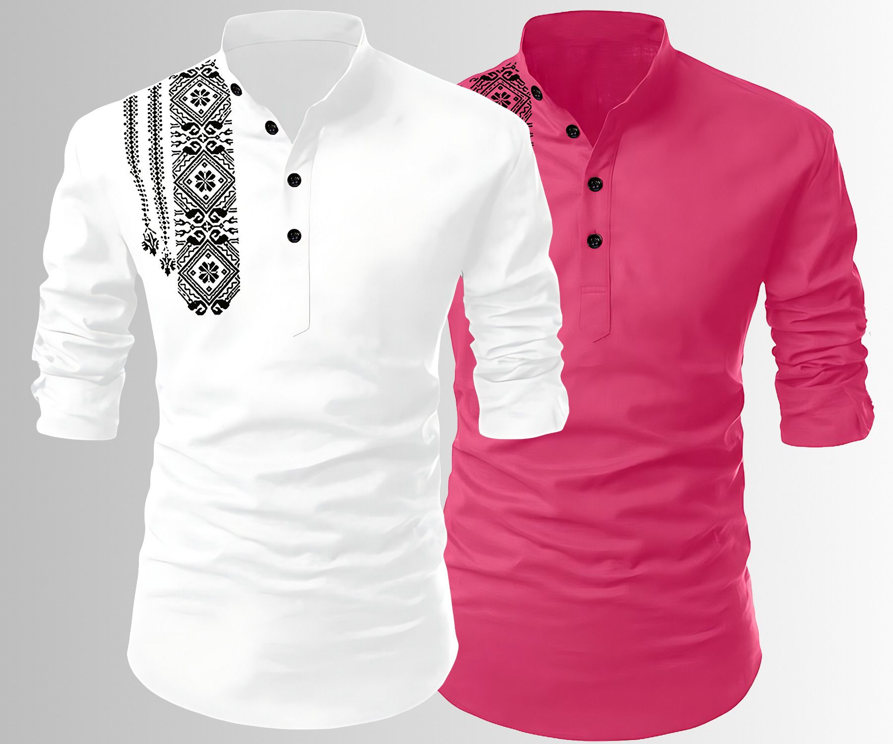 fashion marts Pack of 2 Printed Cotton Blend Straight Kurta for Men-picture-14