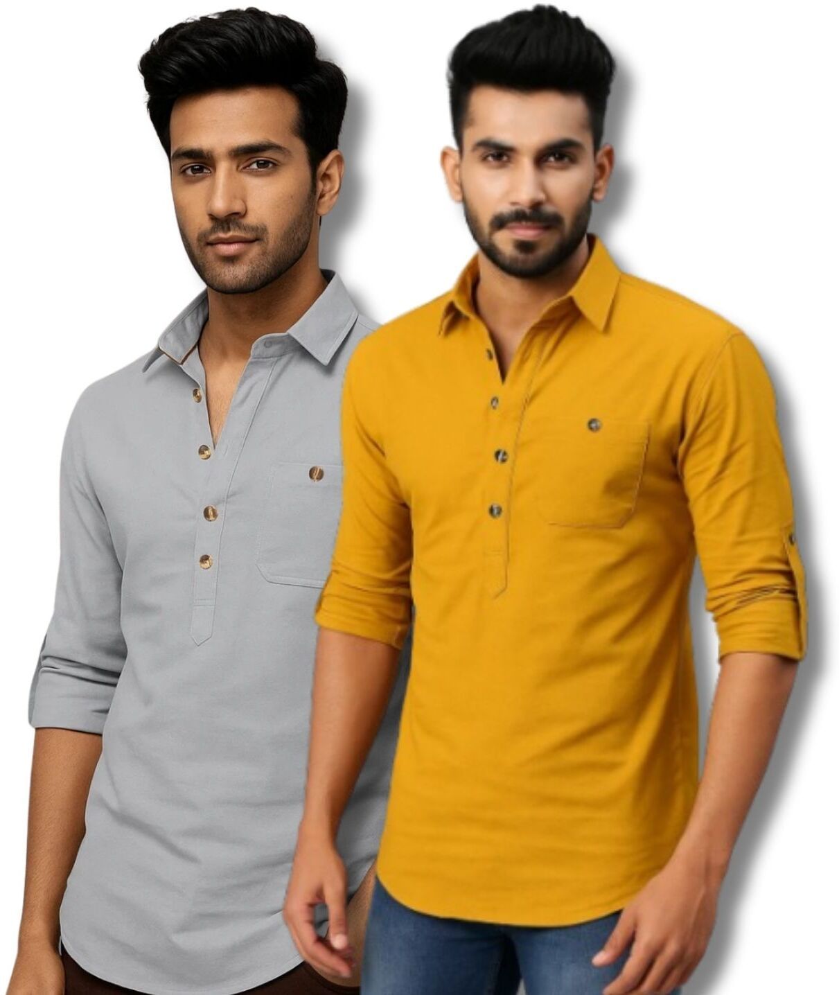 Printed Cotton Blend Straight Kurta for Men-image-6