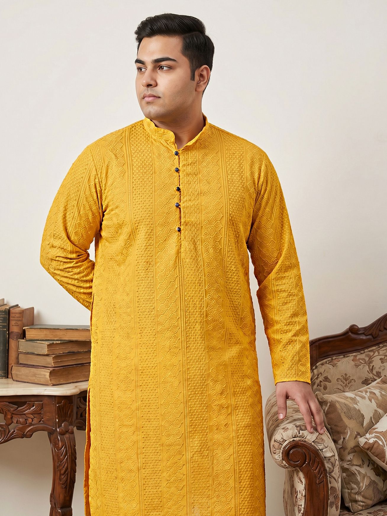 jompers Men Embroidered Pure Cotton Straight Kurta-picture-12