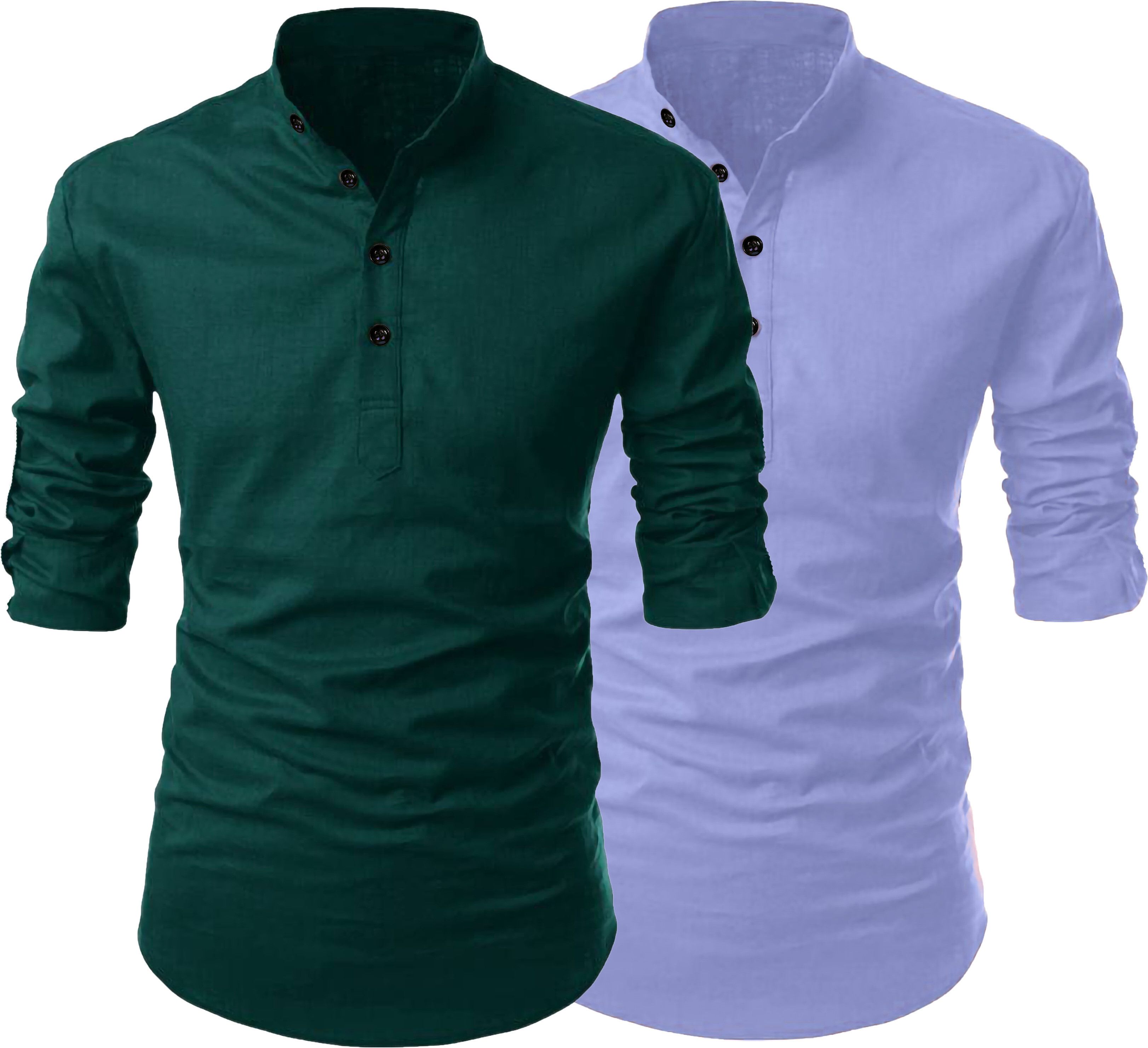 fashion marts Pack of 2 Solid Cotton Blend Straight Kurta for Men-picture-19