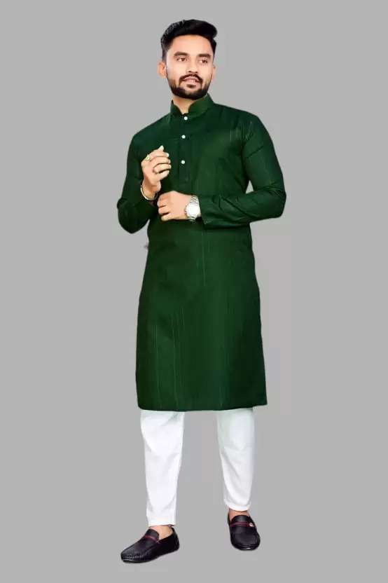 universazone Men Solid Cotton Blend A-line Kurta-picture-16