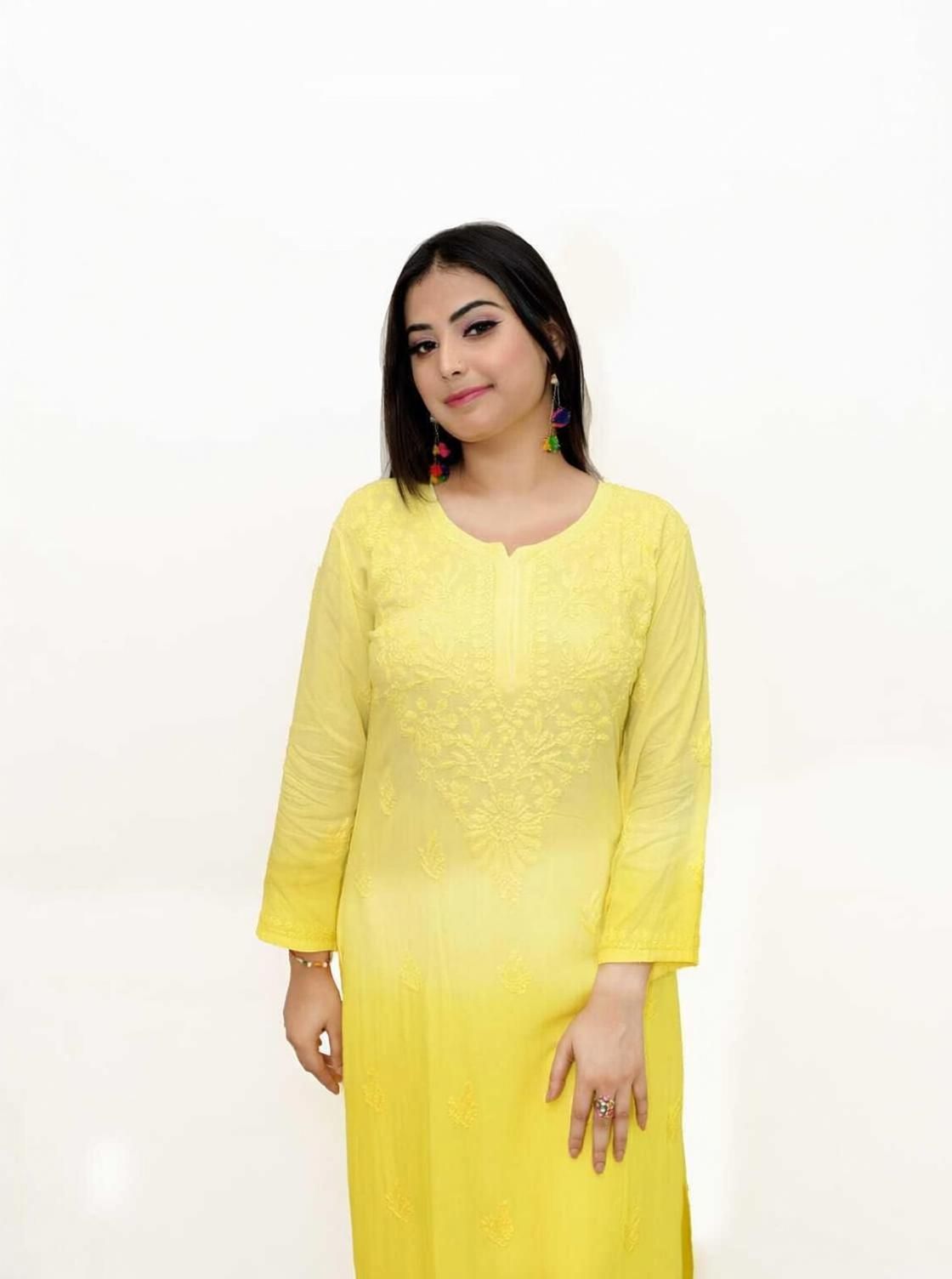 narayani collections Women Chikan Embroidery Cotton Rayon Straight Kurta-picture-11