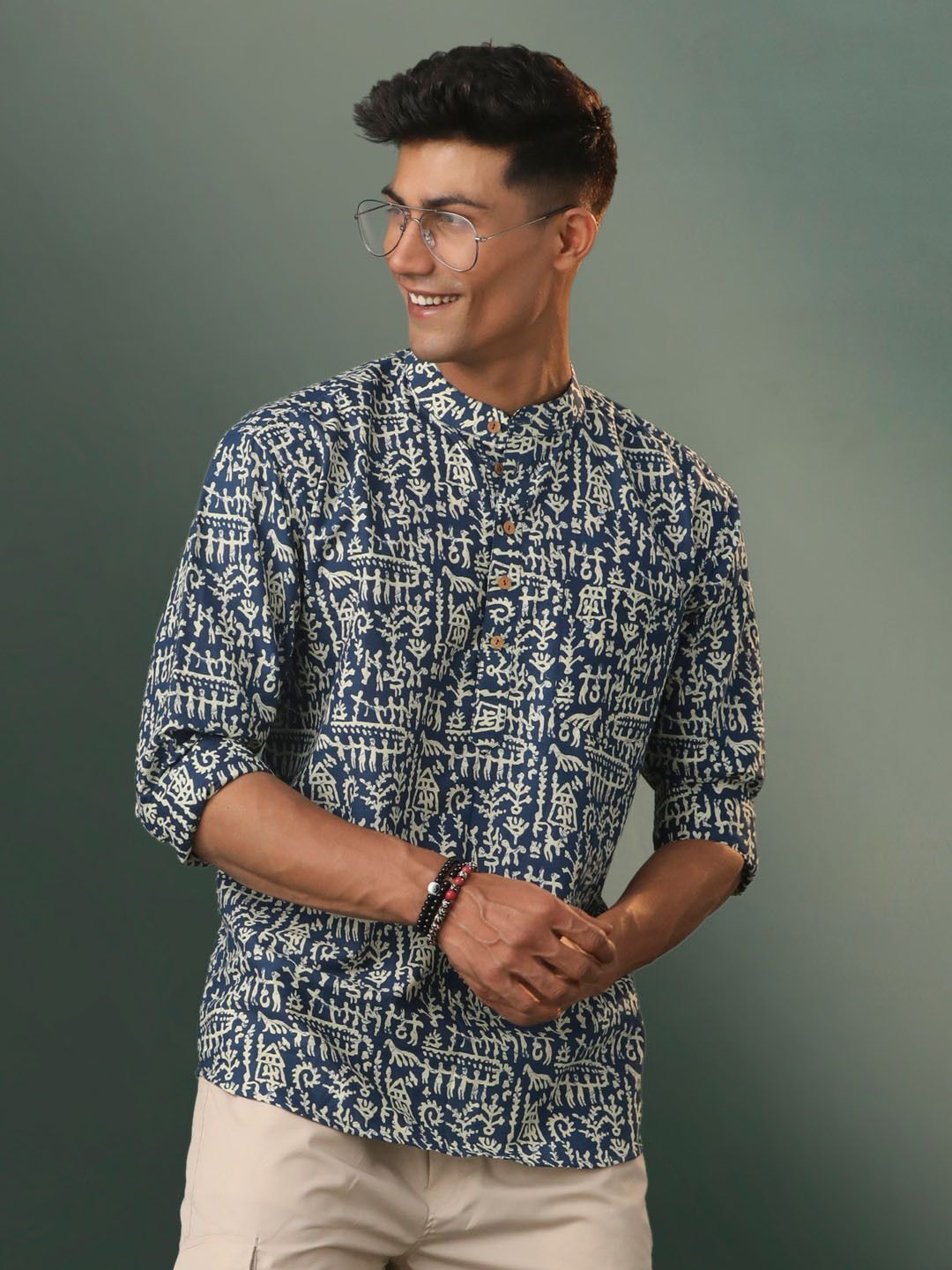 shvaas by vastramay Printed Pure Cotton Straight Kurta for Men-picture-20