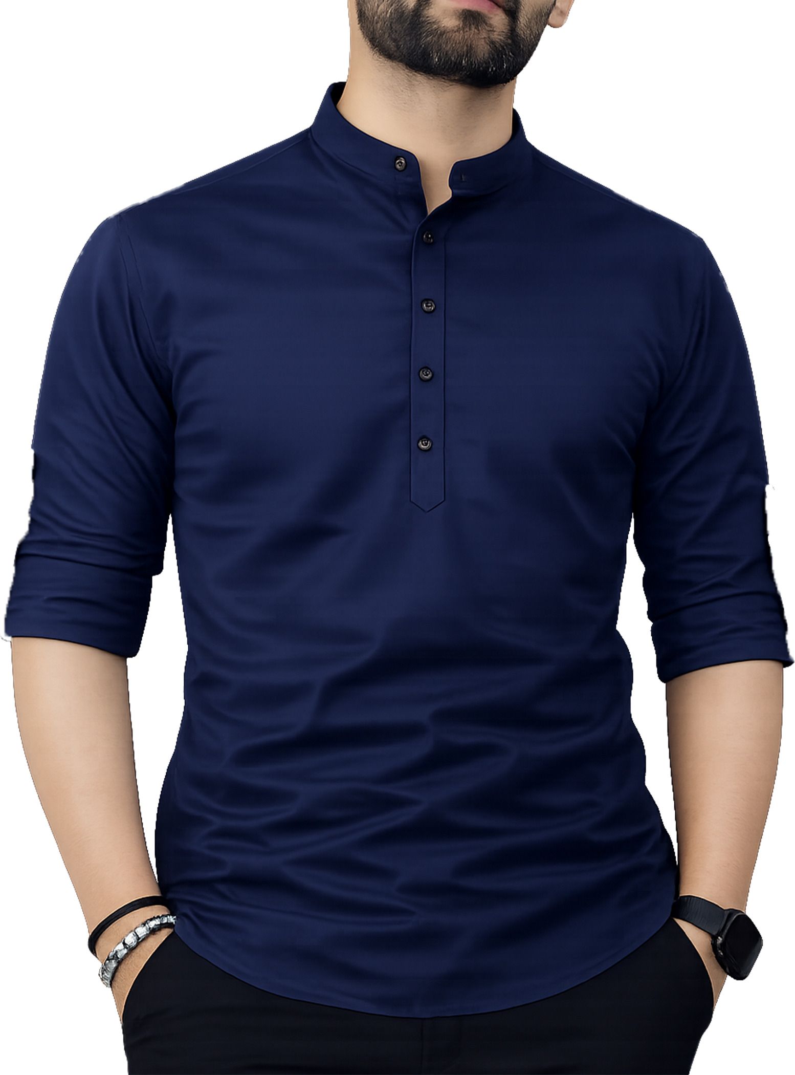 kavyangle creation Men Self Design Cotton Blend Straight Kurta-picture-34