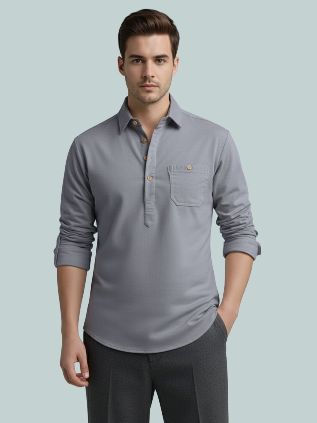 edinswoifs trend Solid Cotton Blend Straight Kurta for Men-picture-11