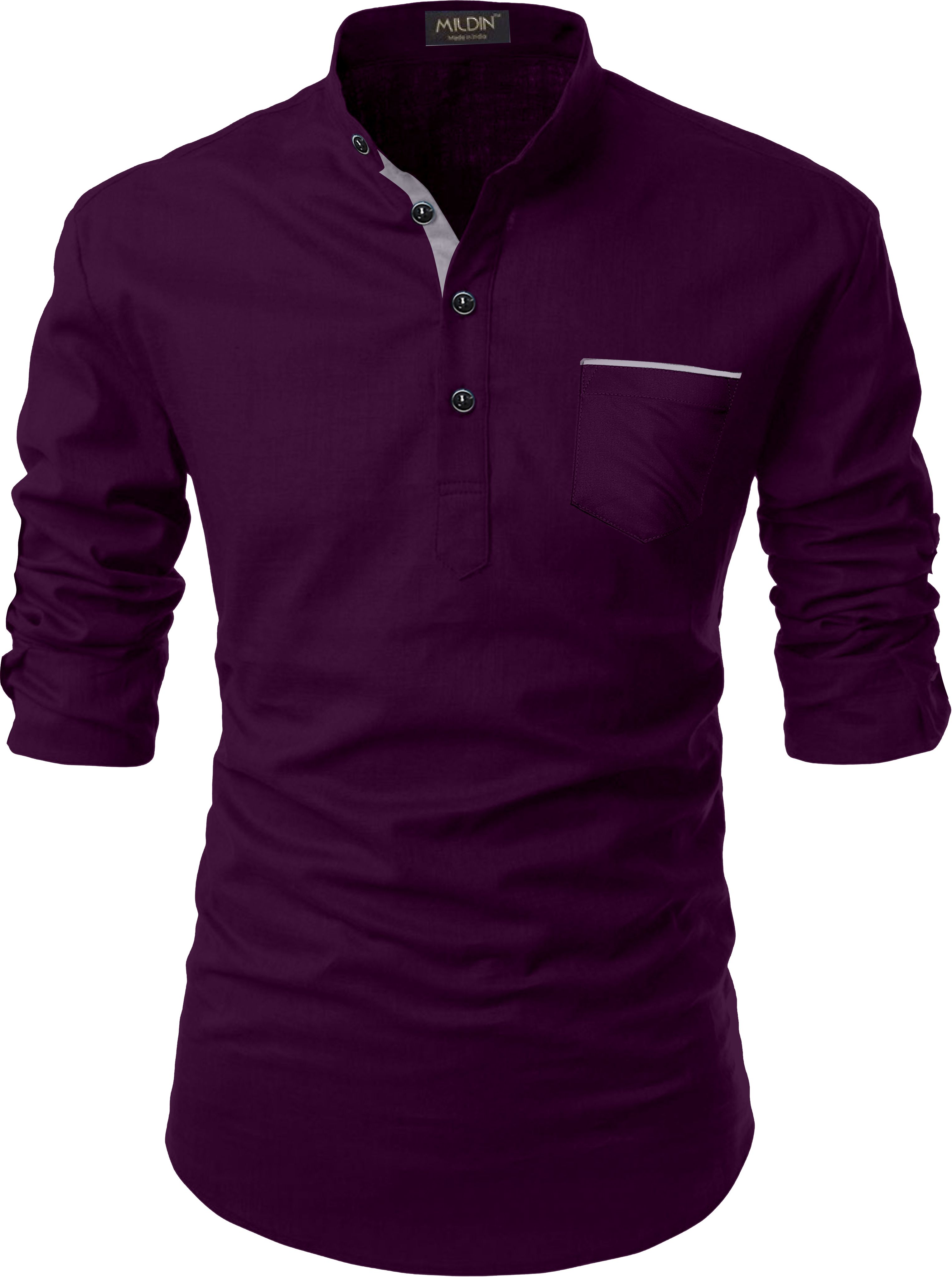 mildin Men Solid Cotton Blend Straight Kurta-picture-27