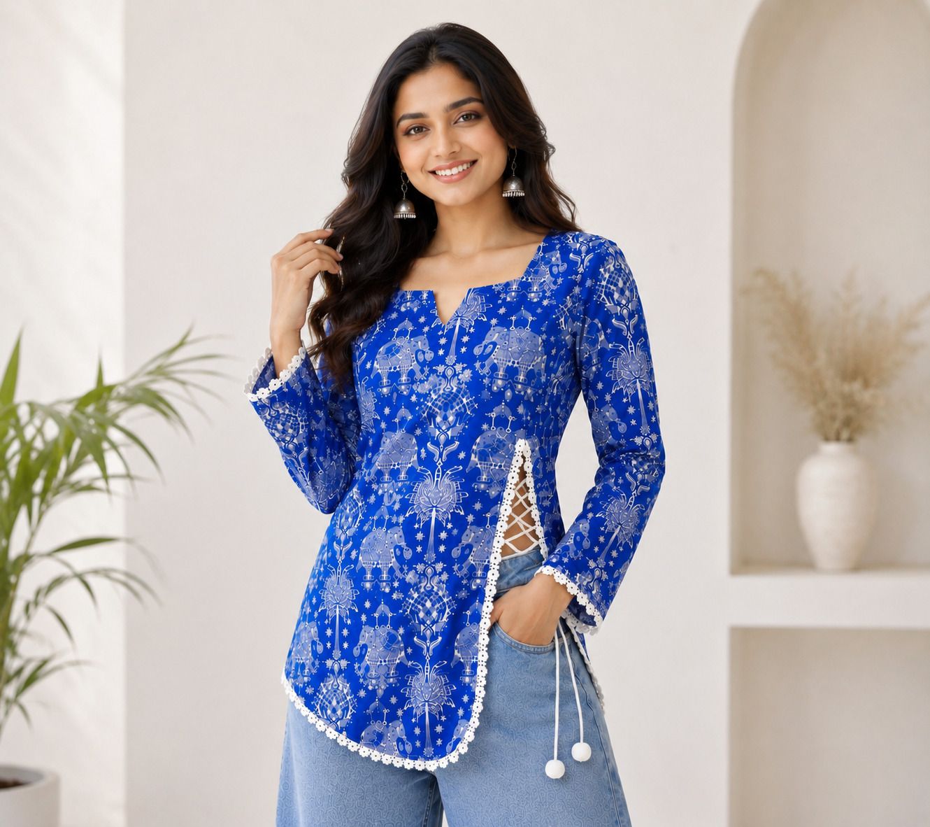 kailasa trends Printed Rayon Slub Tunic Kurta for Women-picture-21