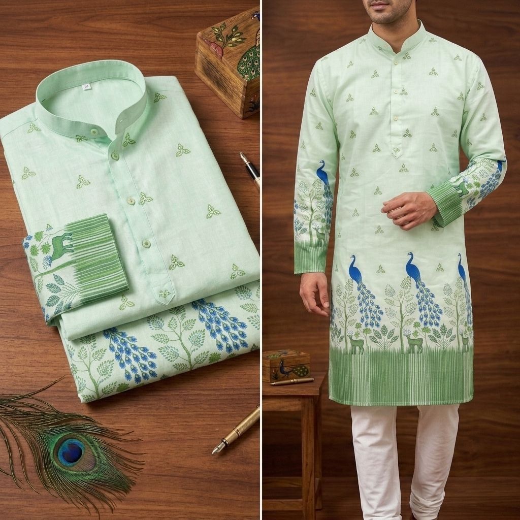 stylevault Printed Cotton Blend Straight Kurta for Men-picture-45