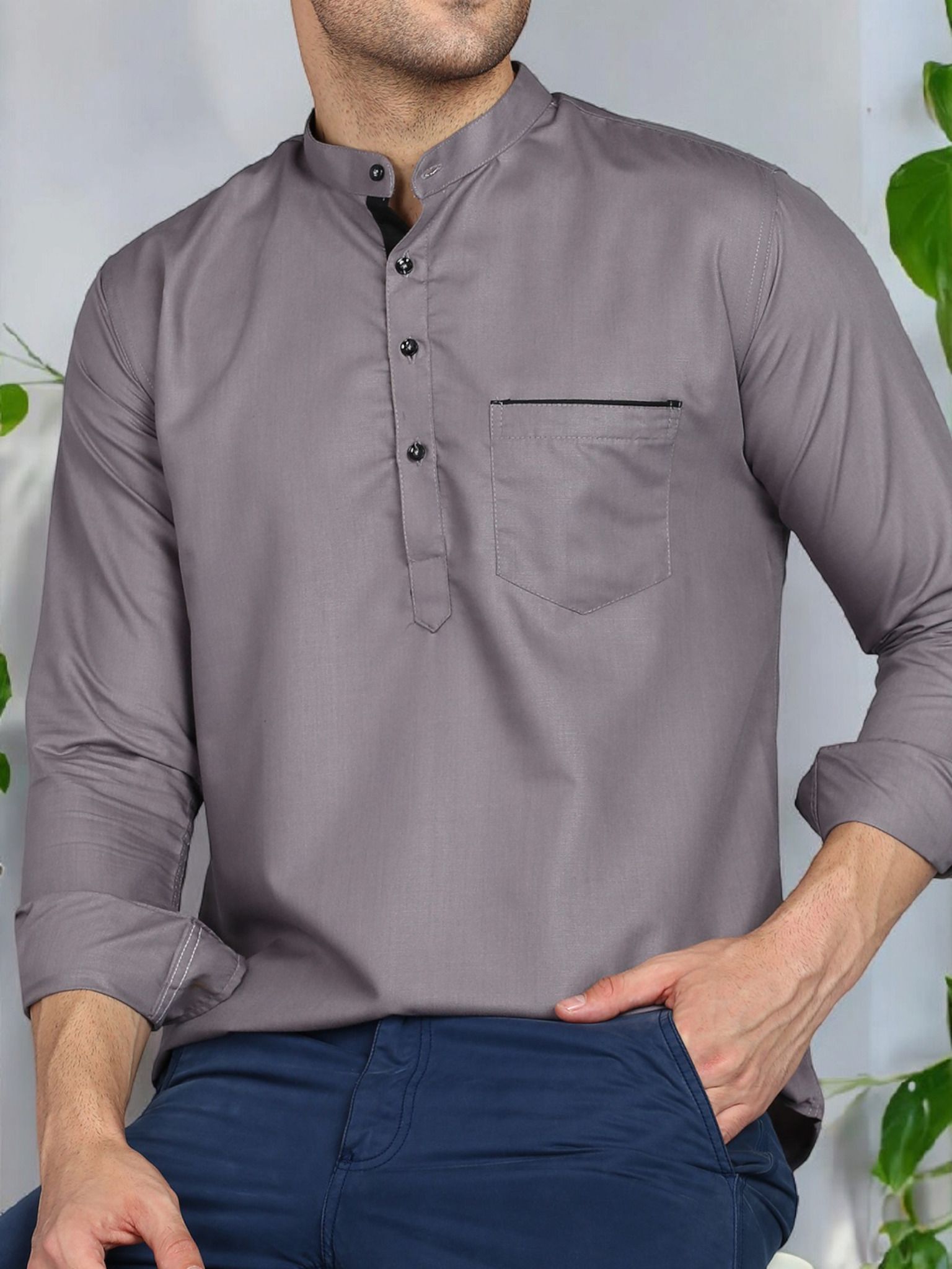 mildin Men Solid Cotton Blend Straight Kurta-picture-26