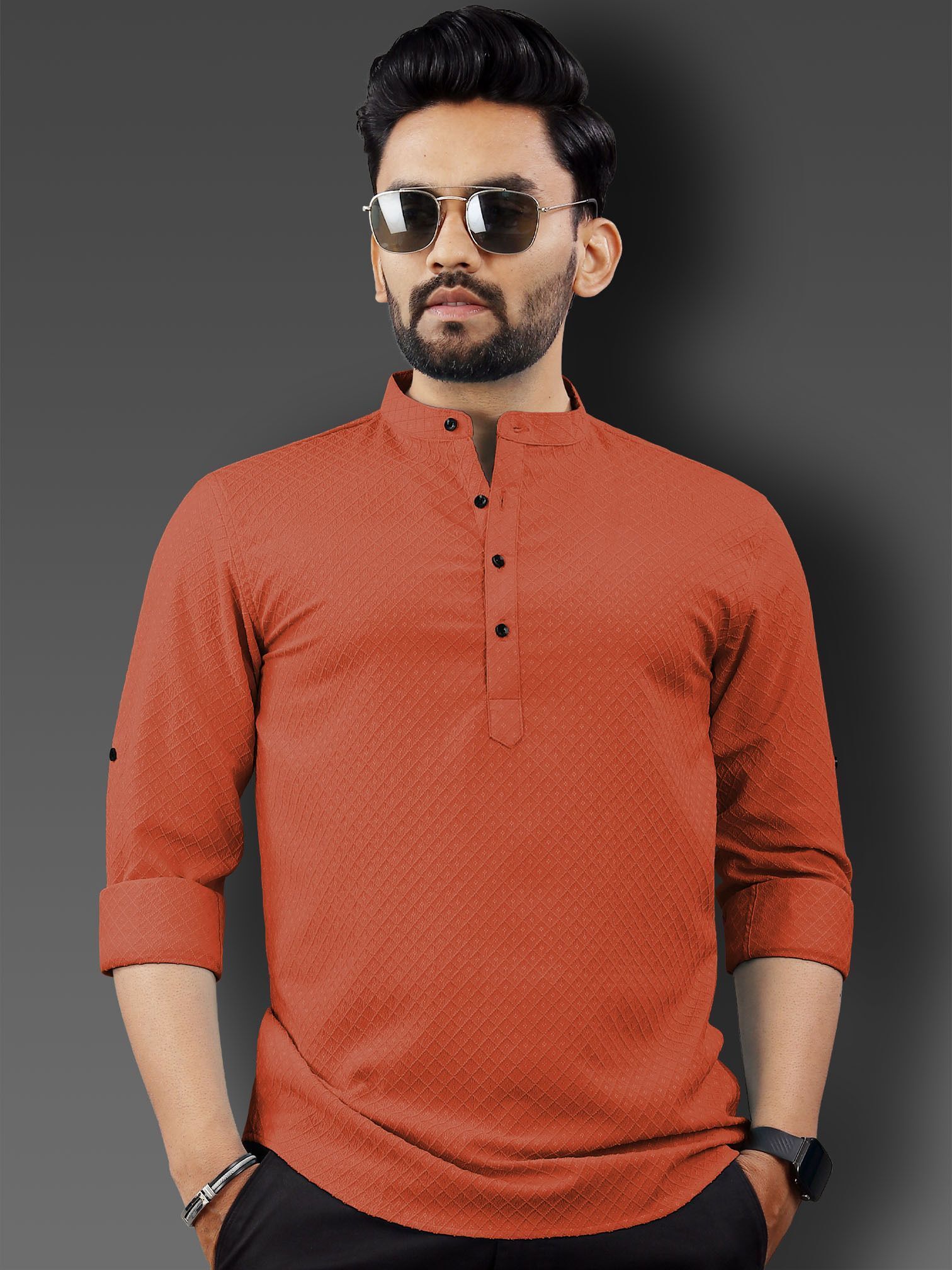 vebnor Men Self Design Jacquard Straight Kurta-picture-33